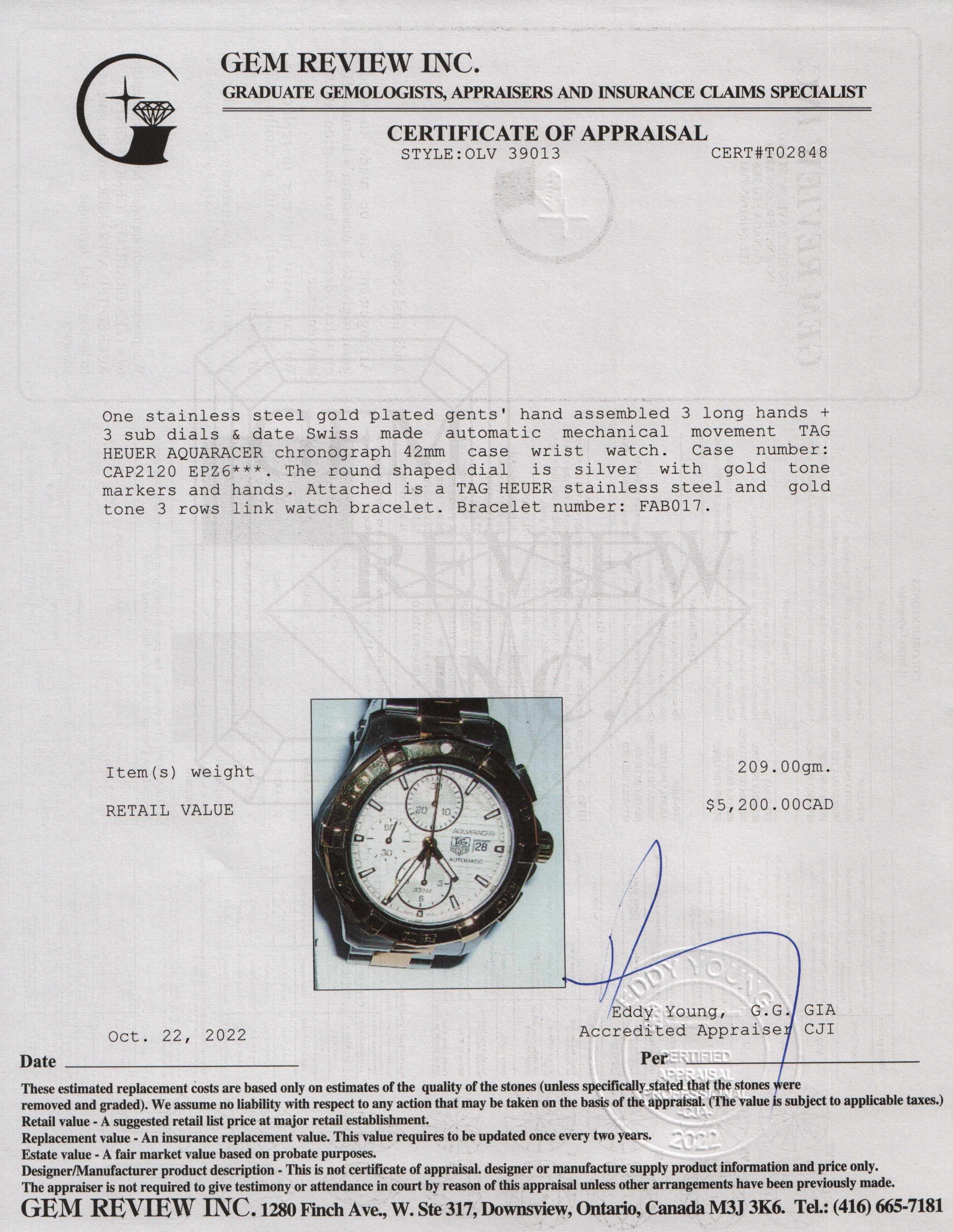 Tag Heuer Two-Tone Aquaracer Automatic Chronograph Watch