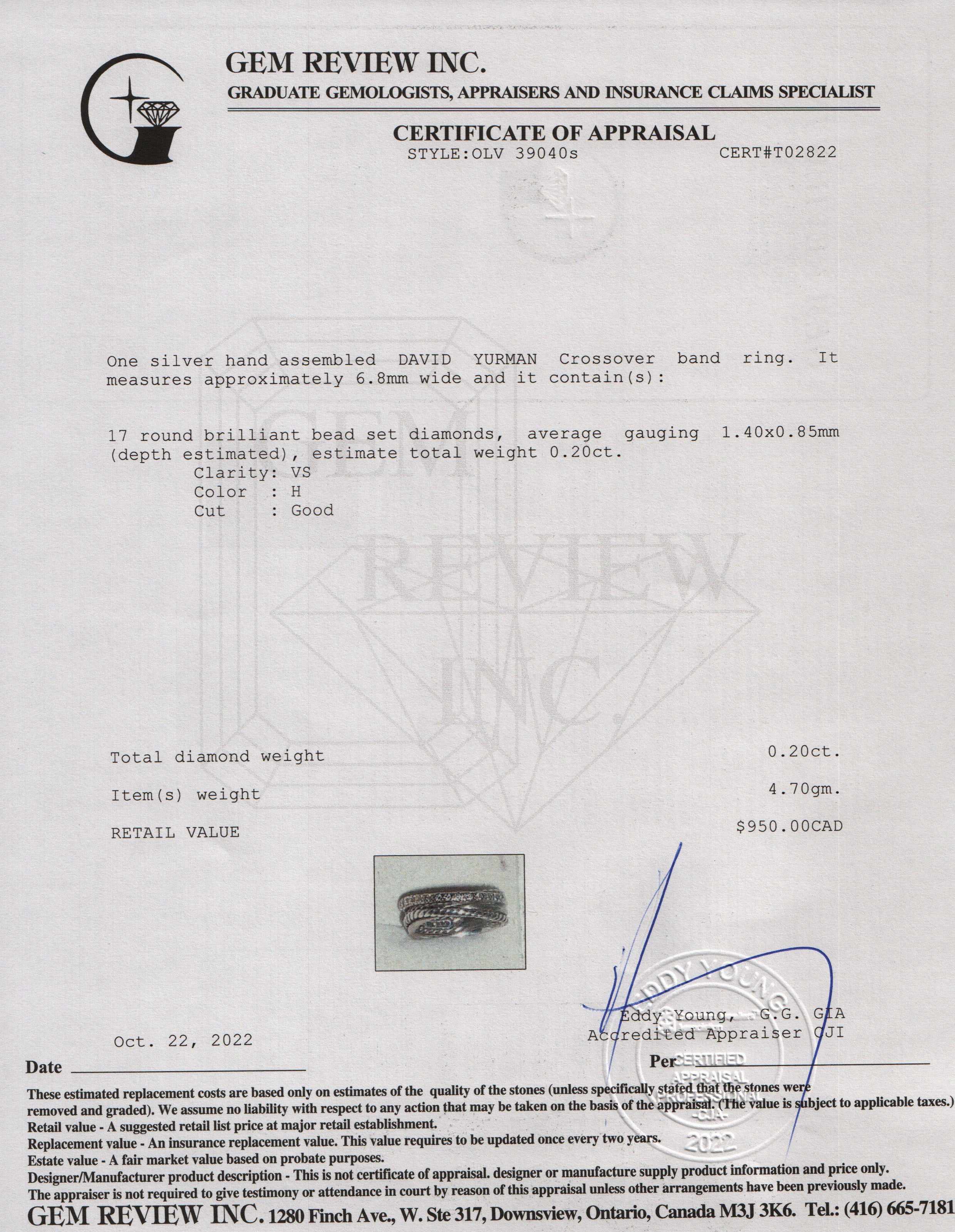 David Yurman Crossover Band Ring with Diamonds