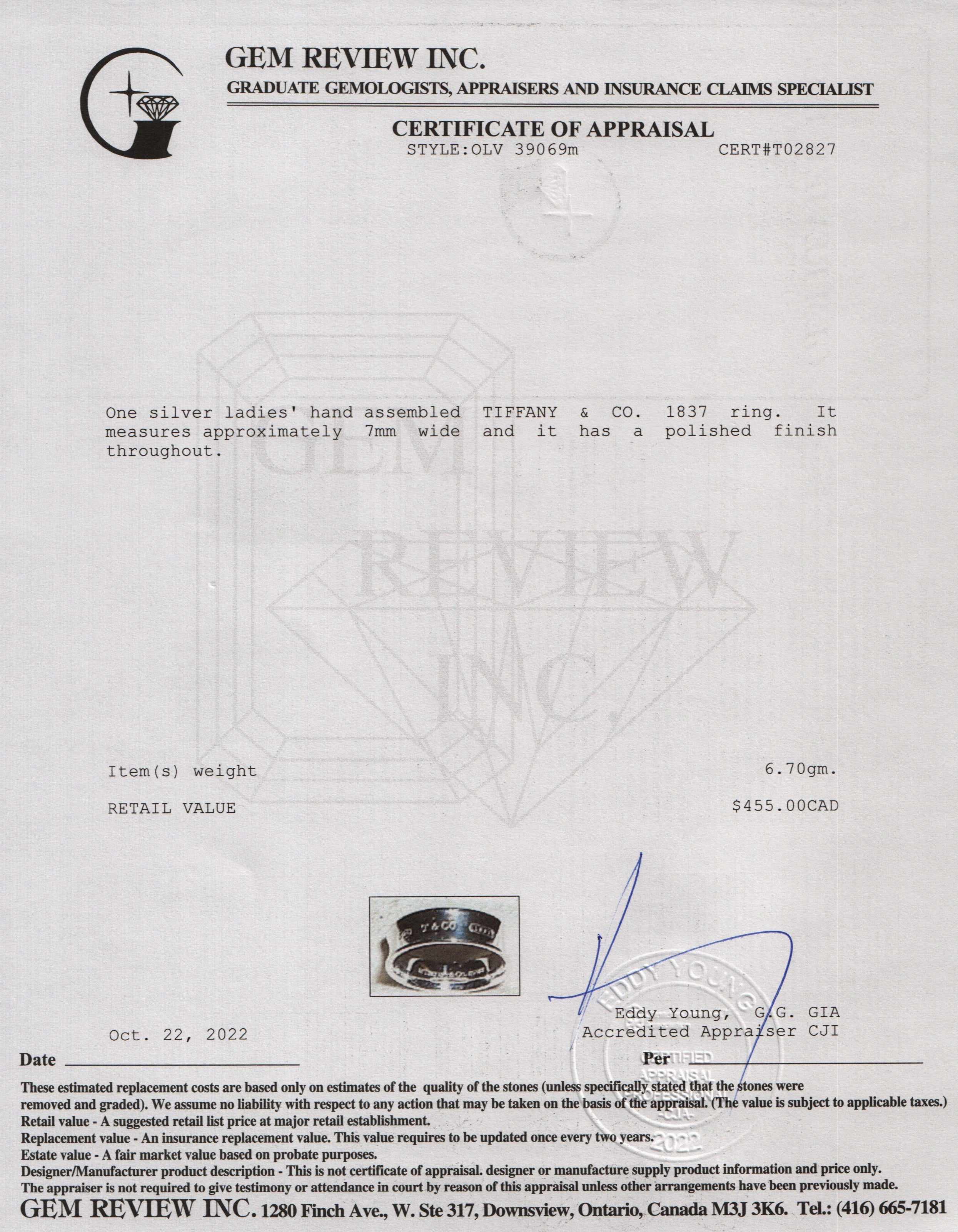 Tiffany & Co. 1837 Ring