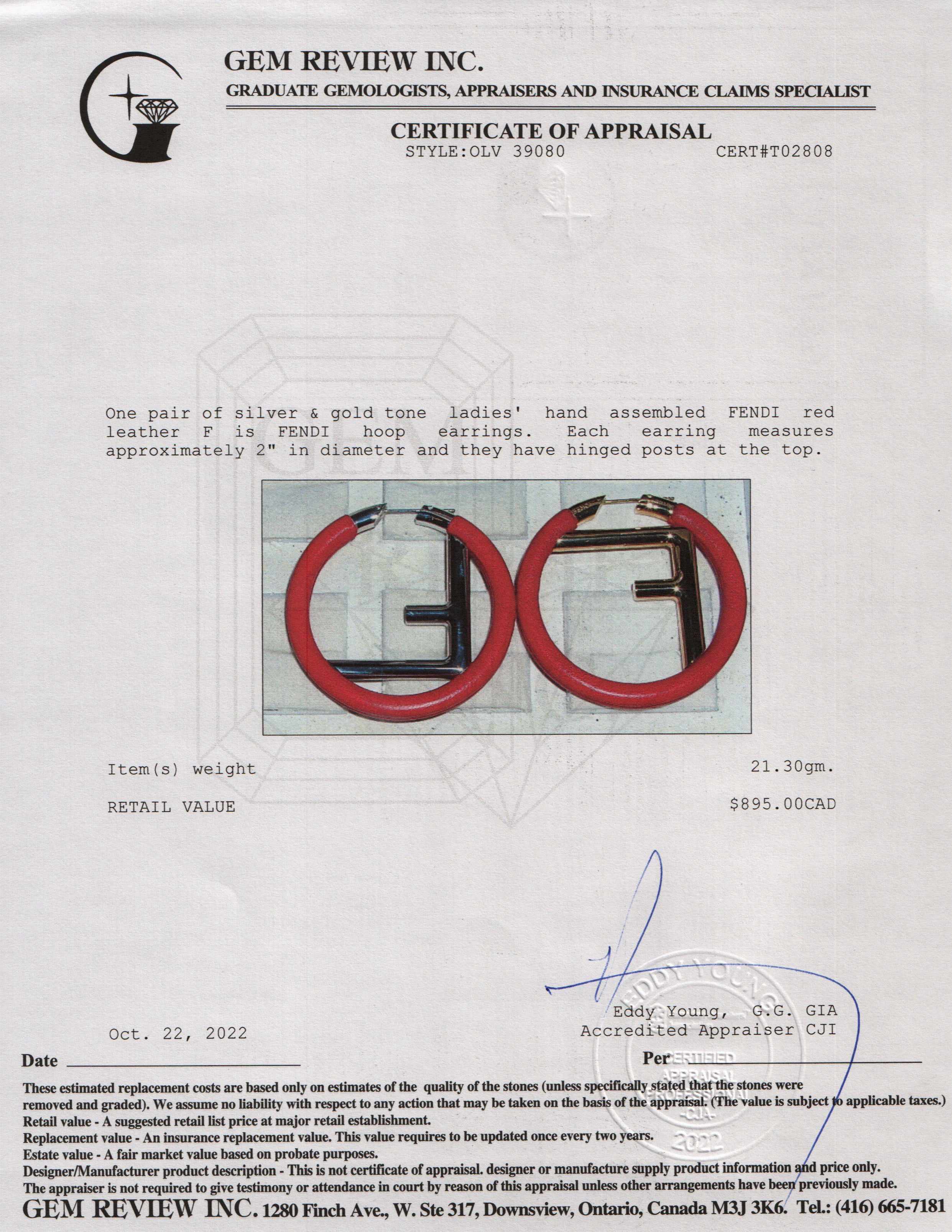 Fendi Red F is Fendi Hoop Earrings w/ Box