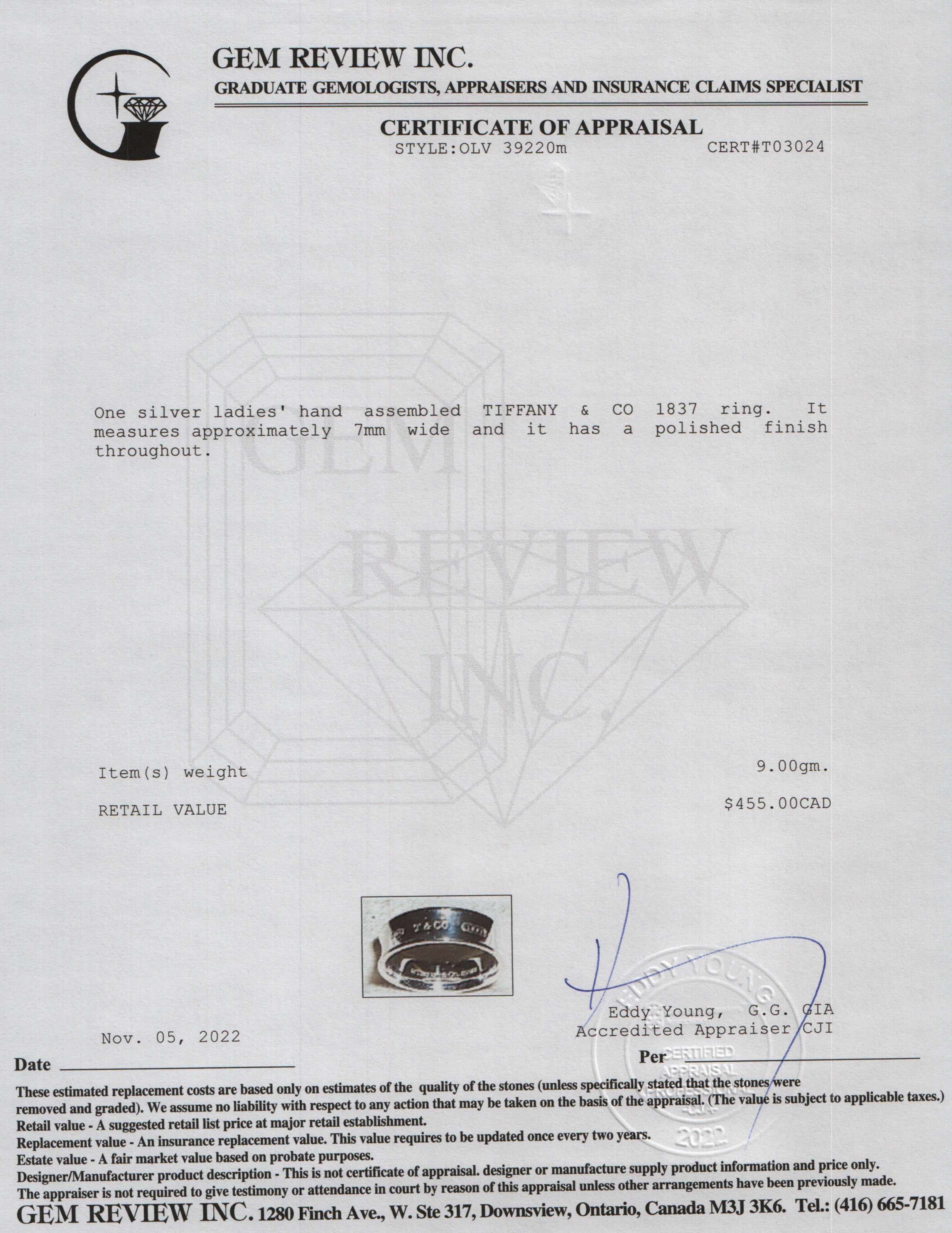 Tiffany & Co. 1837 Ring