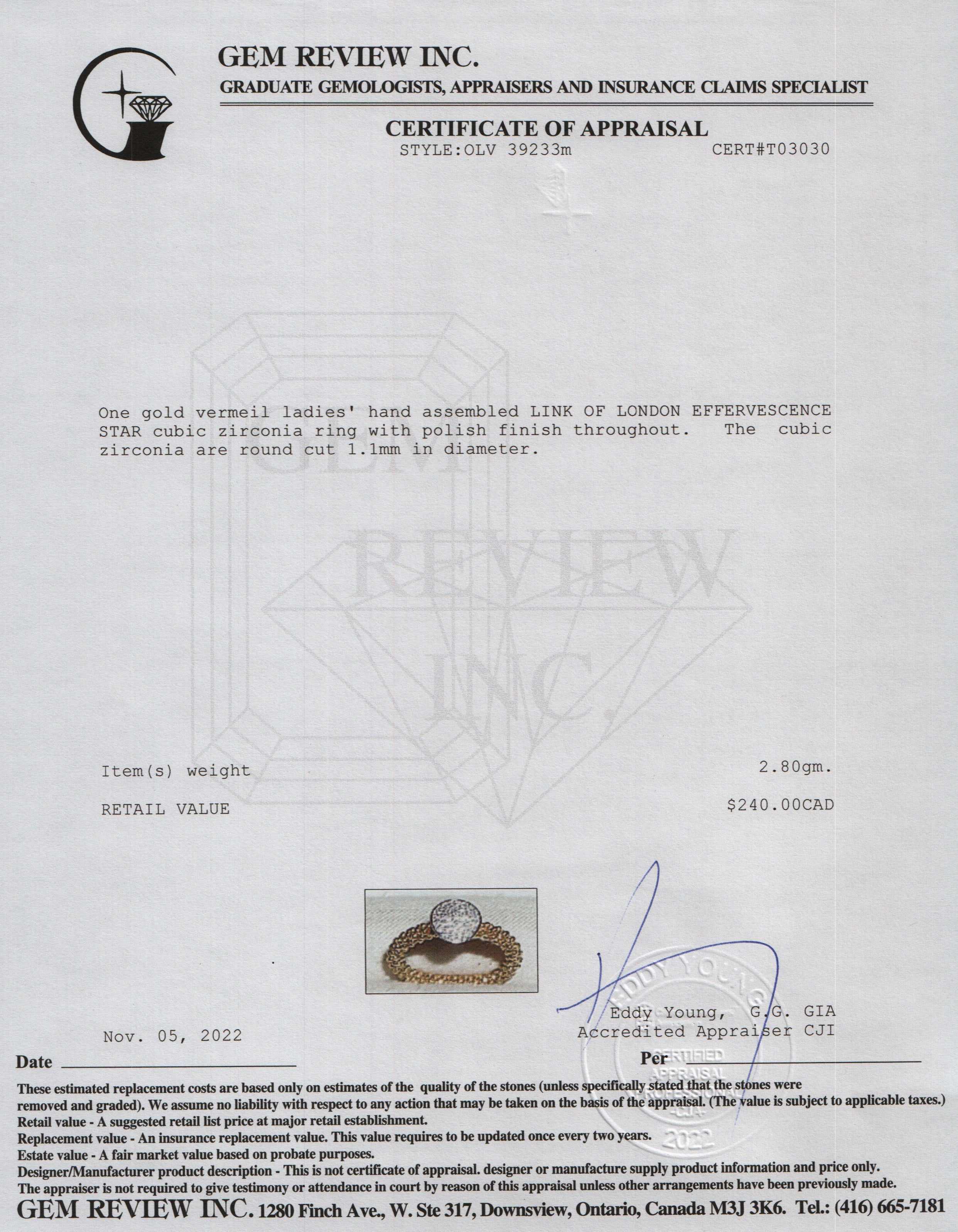 Links of London Rose Gold Vermeil Effervescence Star CZ Ring