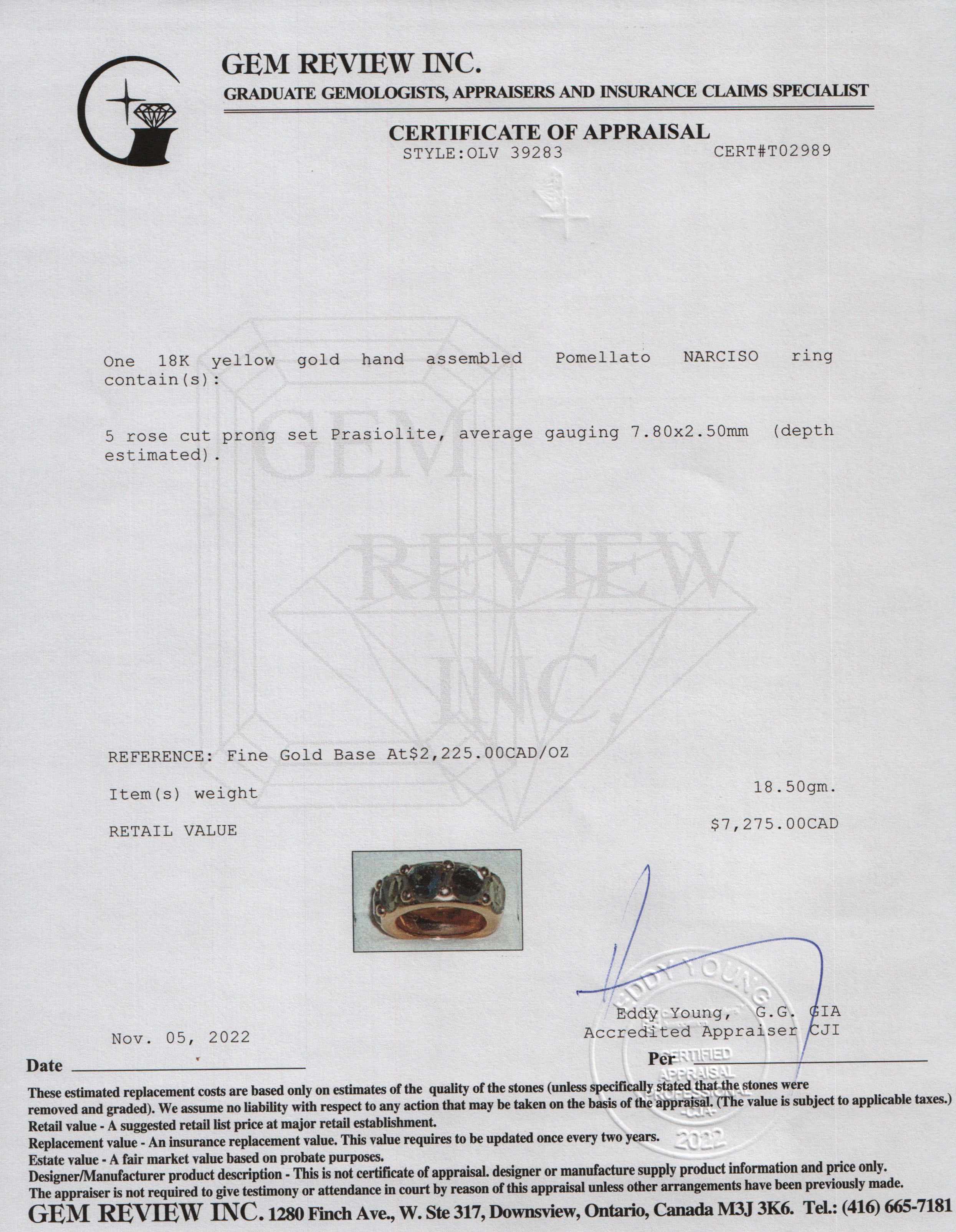 Pomellato 18k Gold Prasiolite Narciso Band