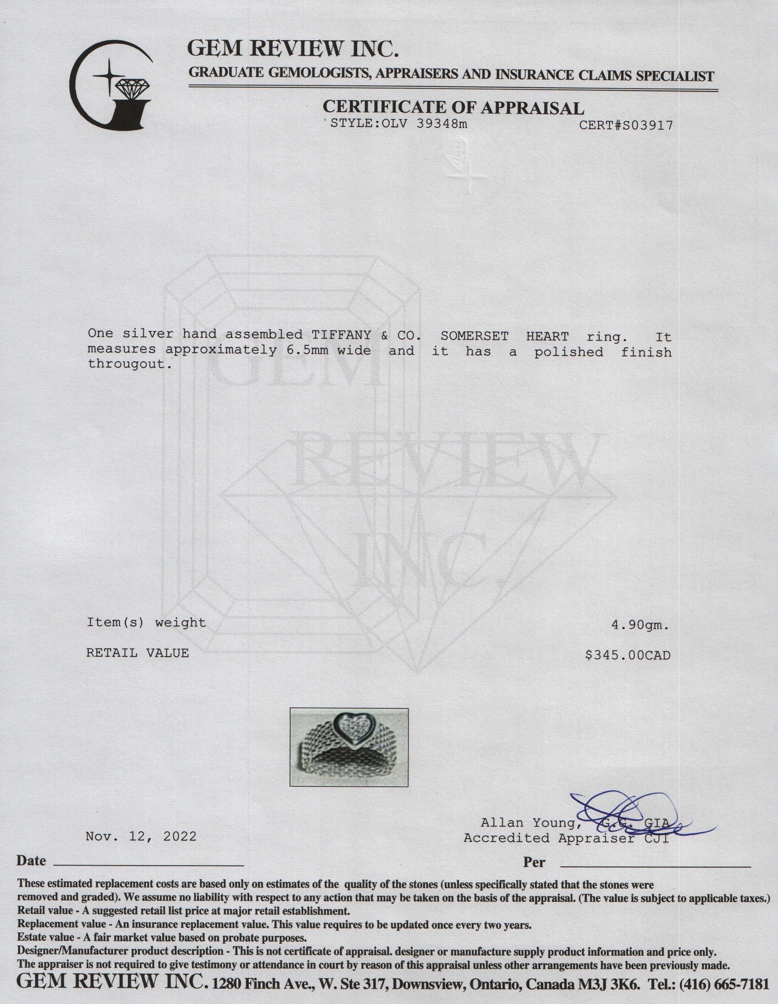 Tiffany & Co. Somerset Heart Ring