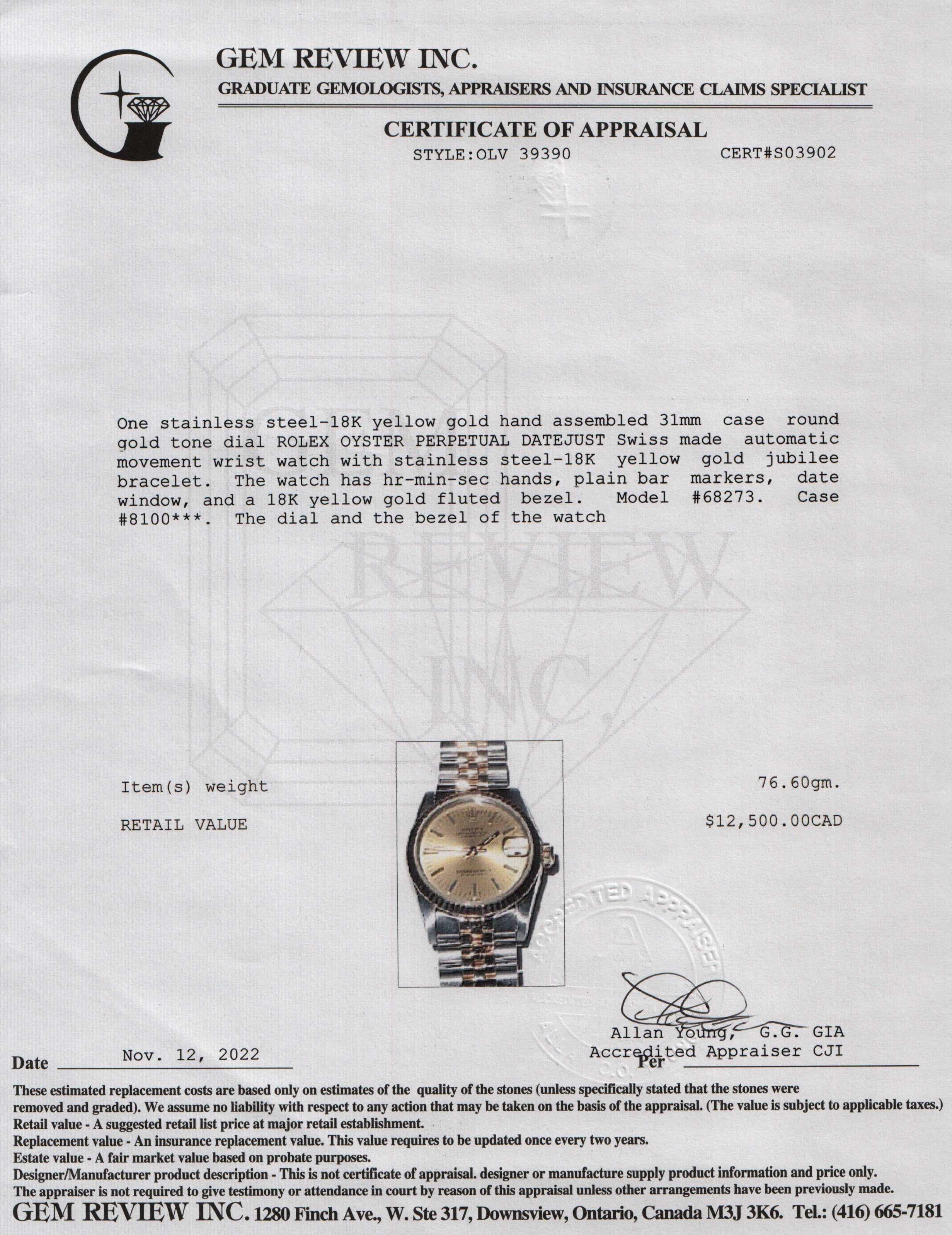 Rolex Two-Tone Datejust 31 mm Watch w/ Box & Papers