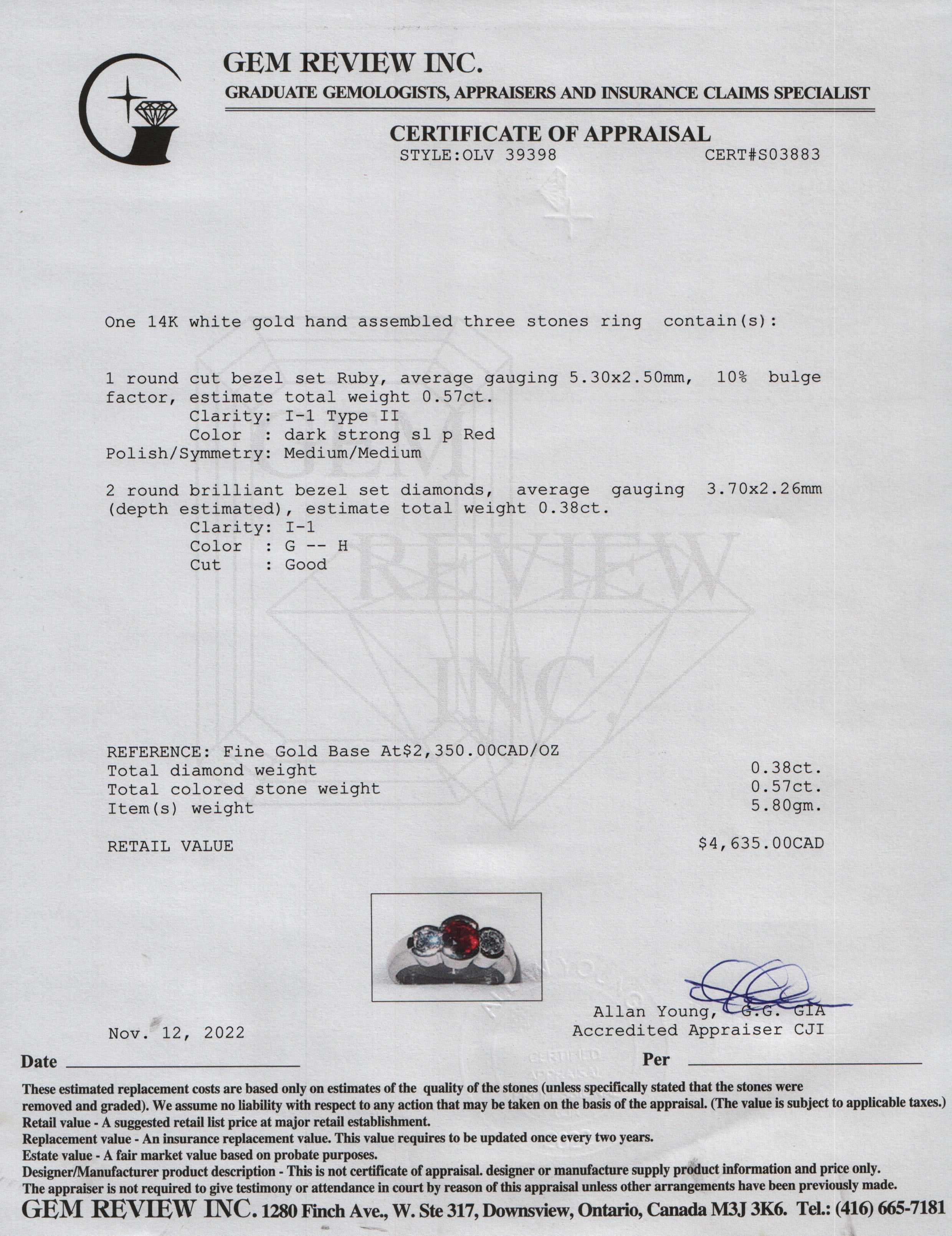 Ruby and Diamond Three Stone Ring