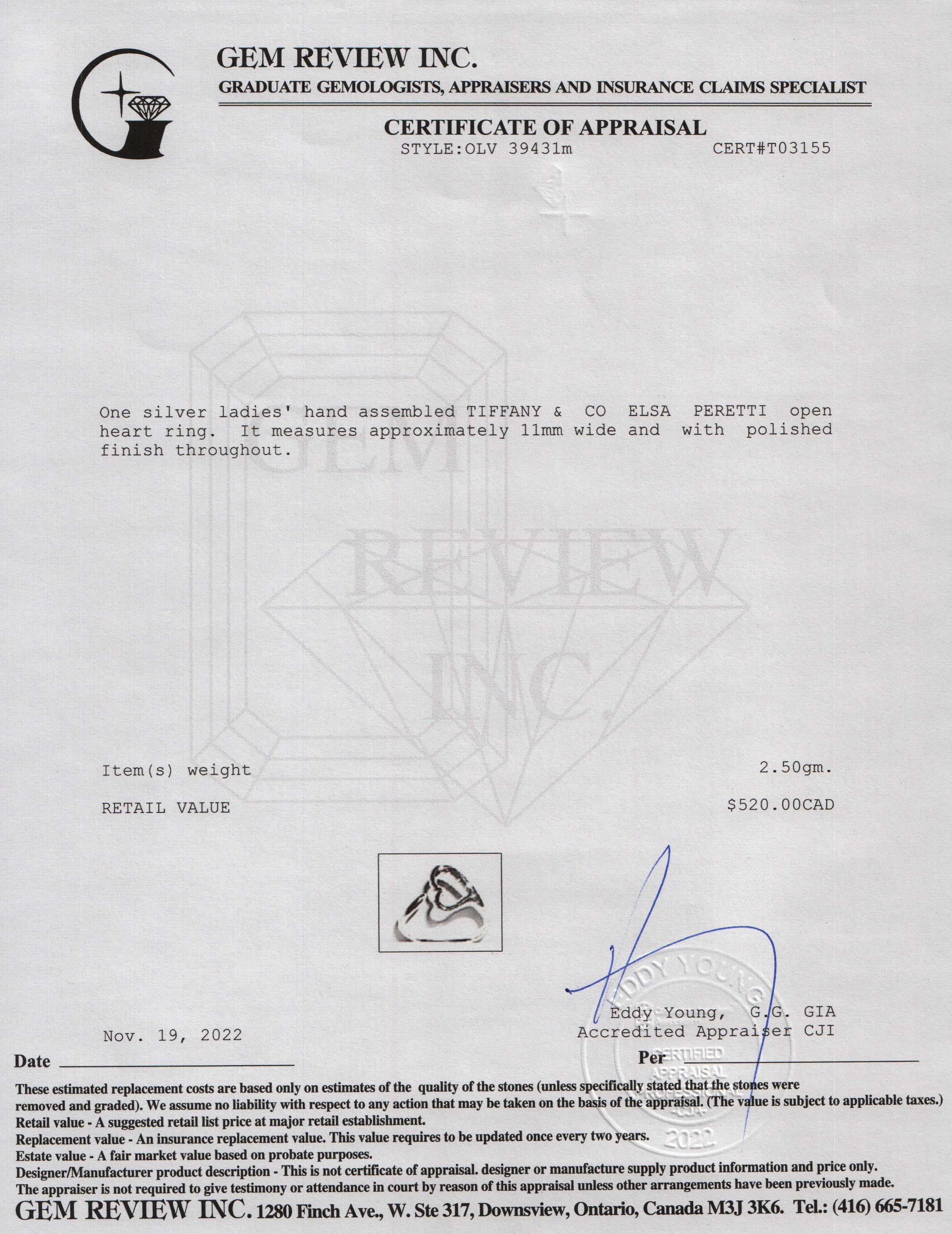 Tiffany & Co. Elsa Peretti Open Heart Ring