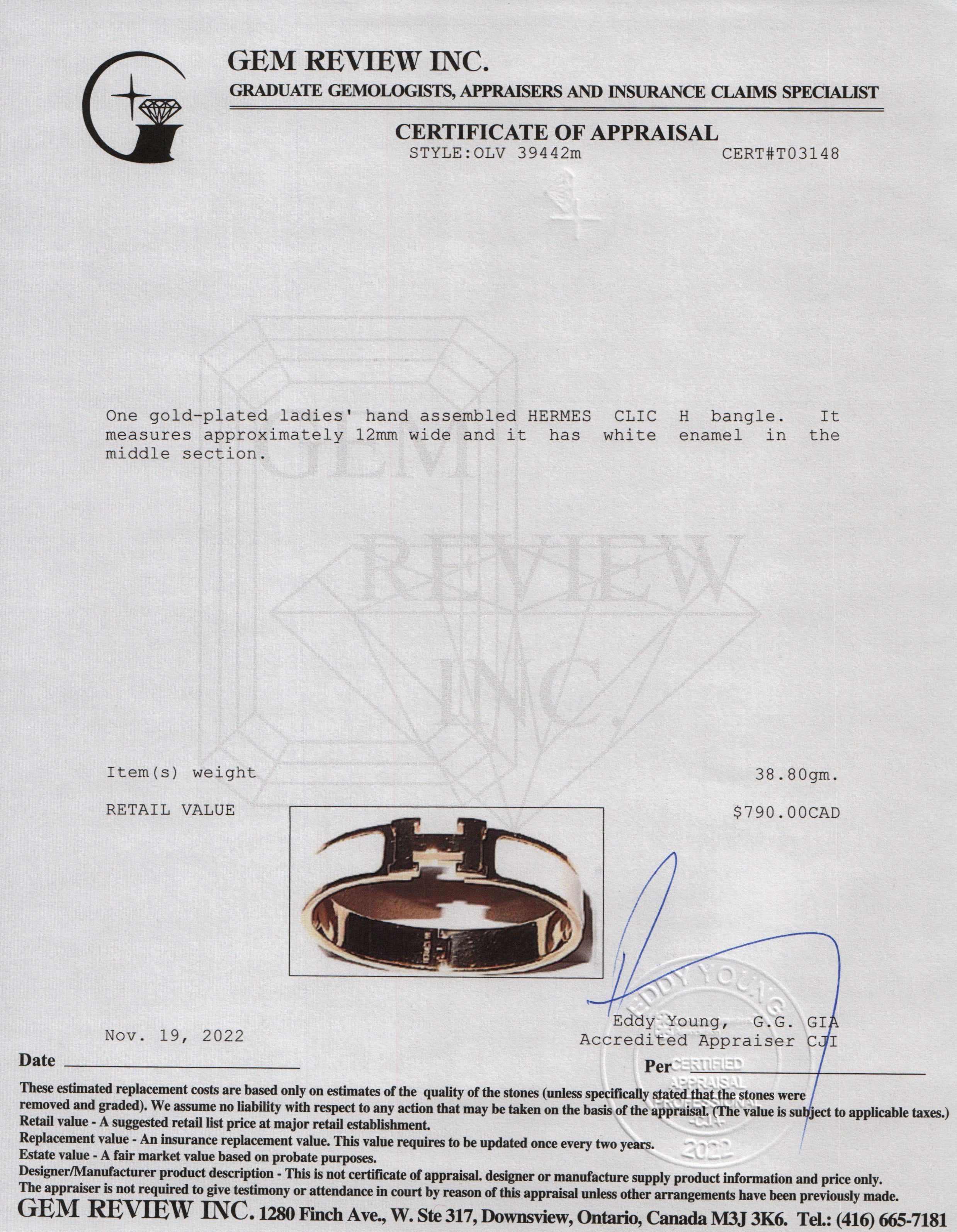 Hermes Clic H Bracelet w/ Box & Receipt