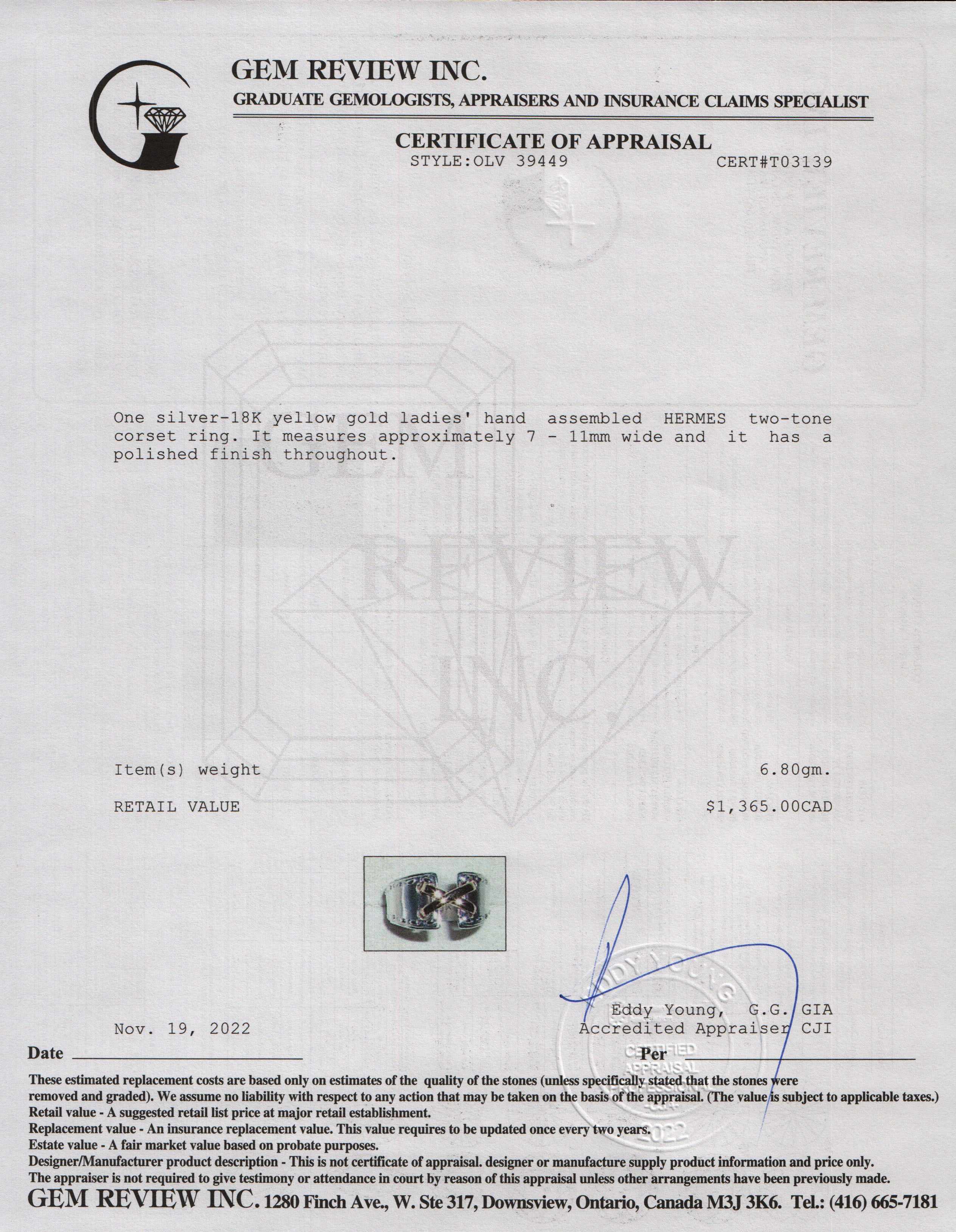 Hermes Two-Tone Corset Ring