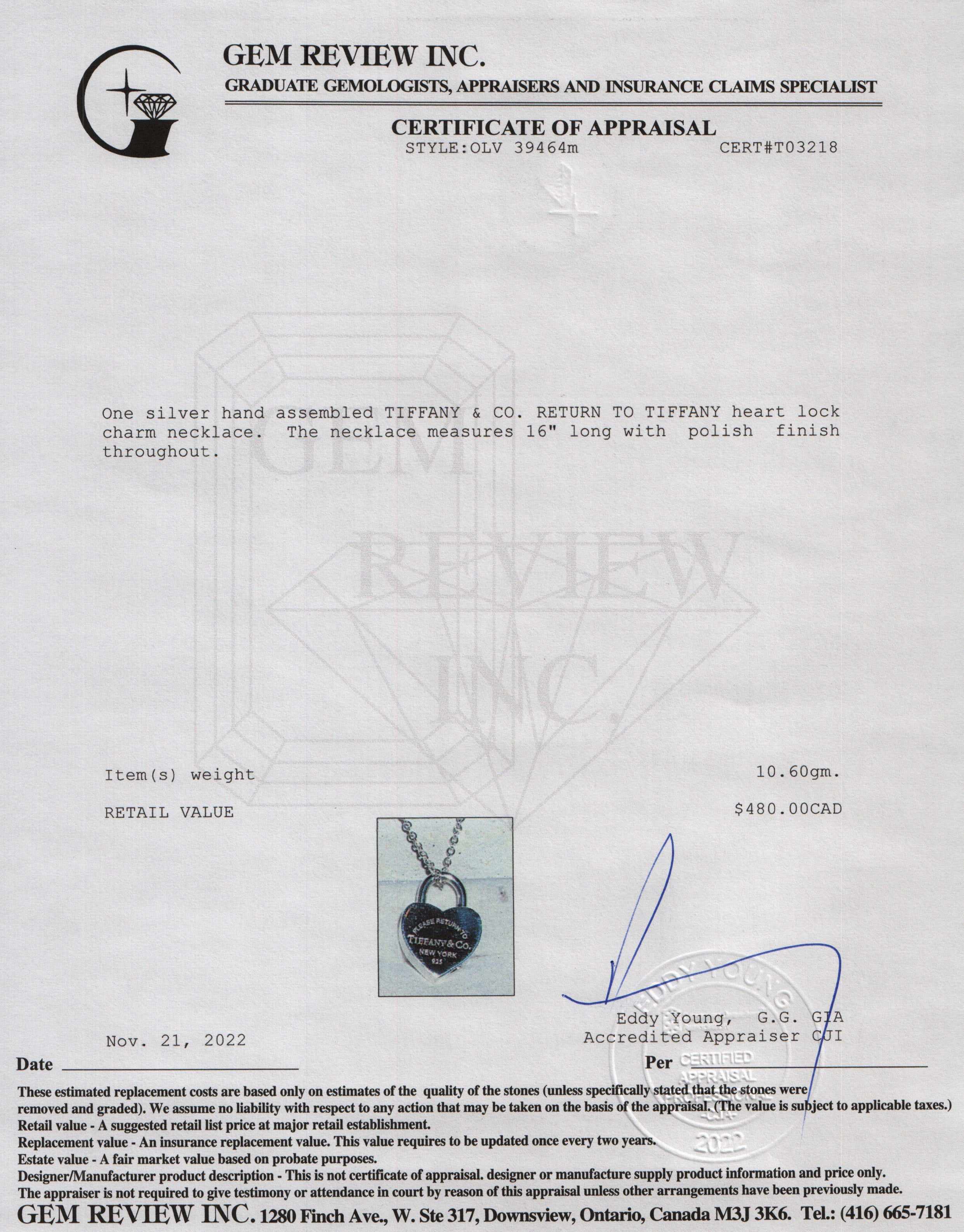 Tiffany & Co. Return To Tiffany Heart Lock Pendant Necklace