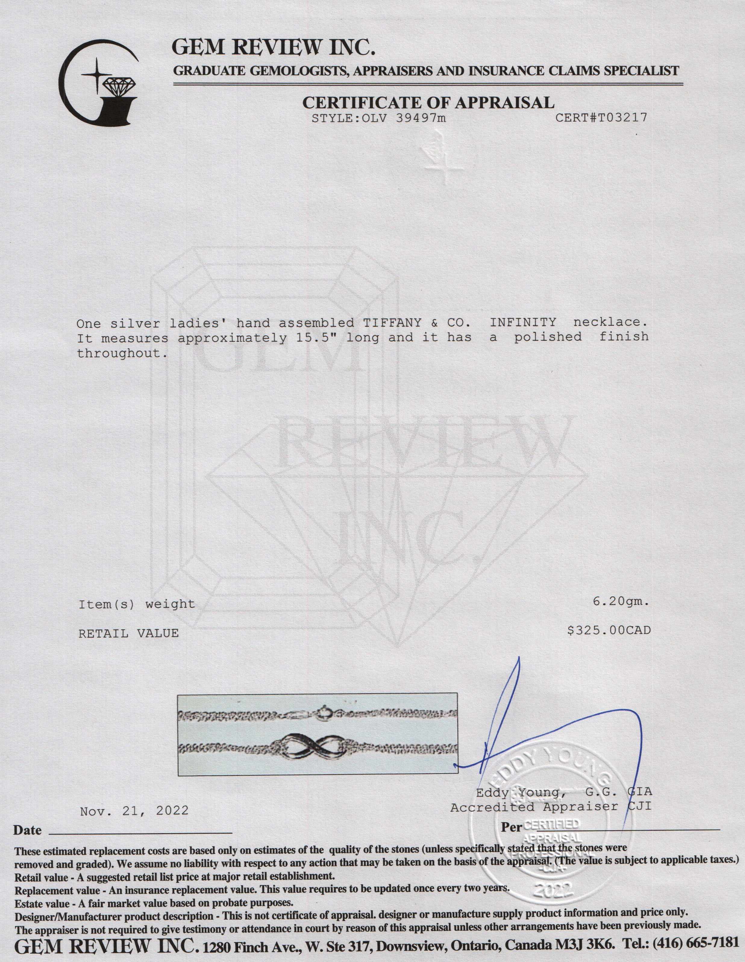 Tiffany & Co. Infinity Pendant Necklace