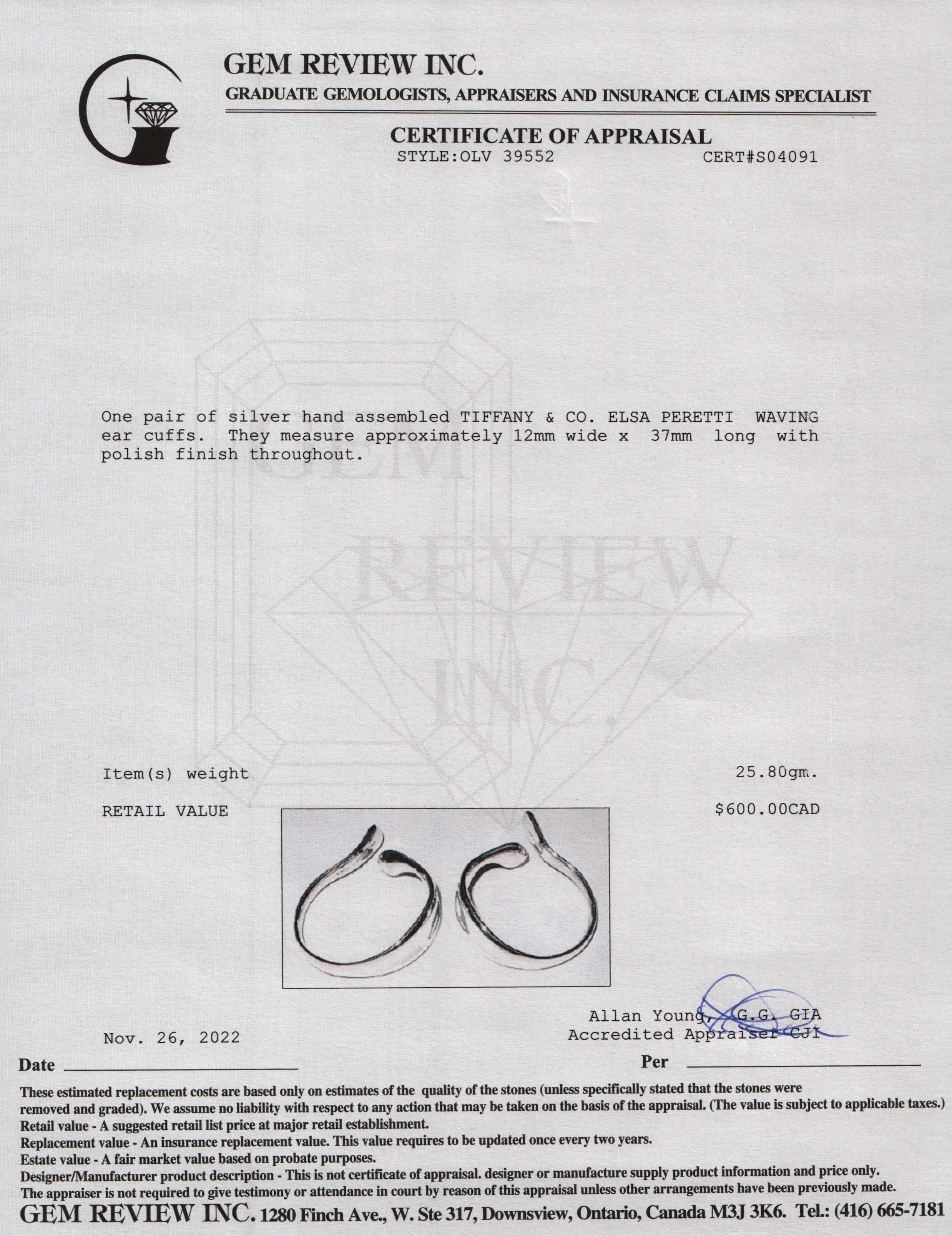 Tiffany & Co. Elsa Peretti Waving Ear Cuffs