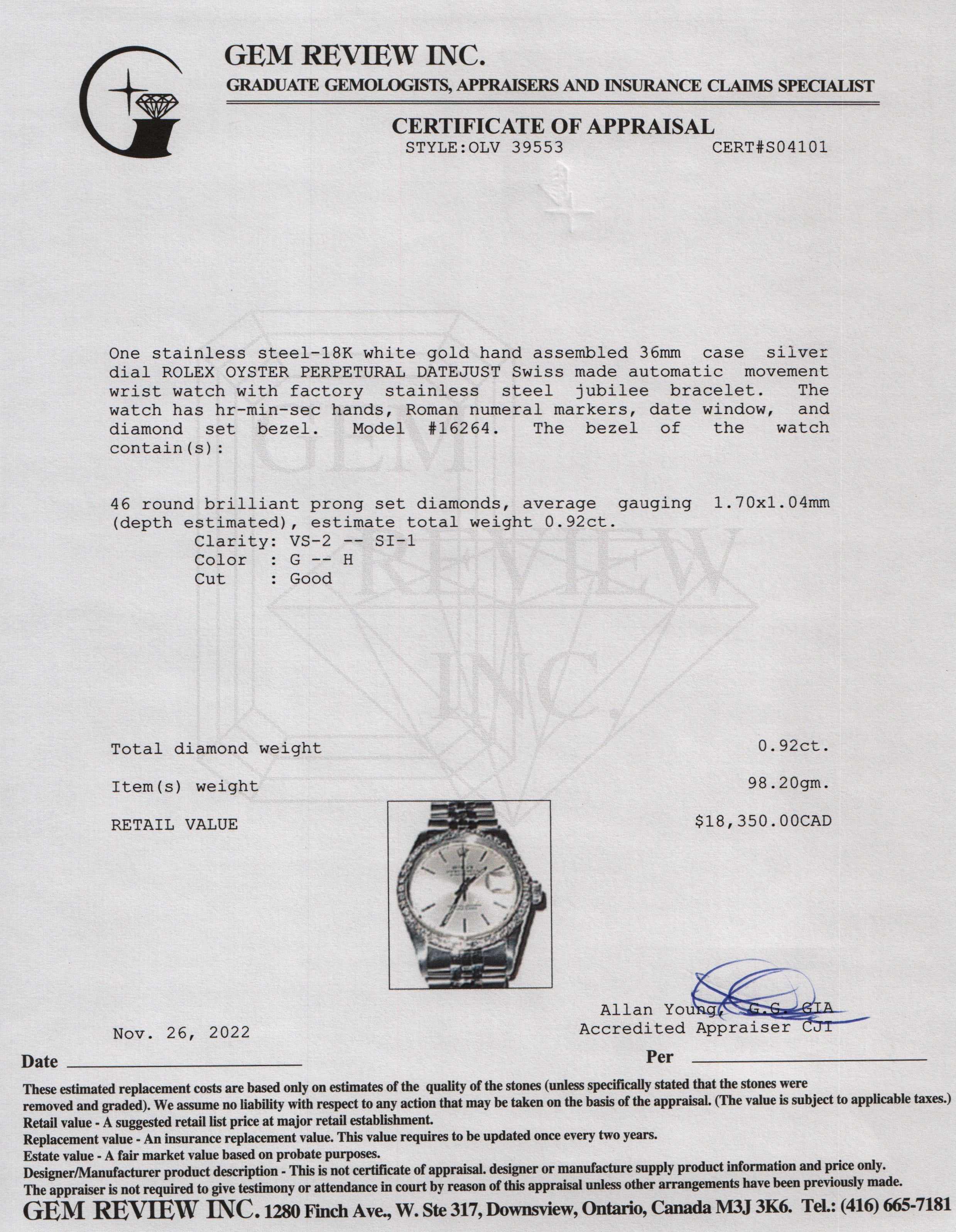 Rolex Datejust 36 mm Diamond Bezel Watch