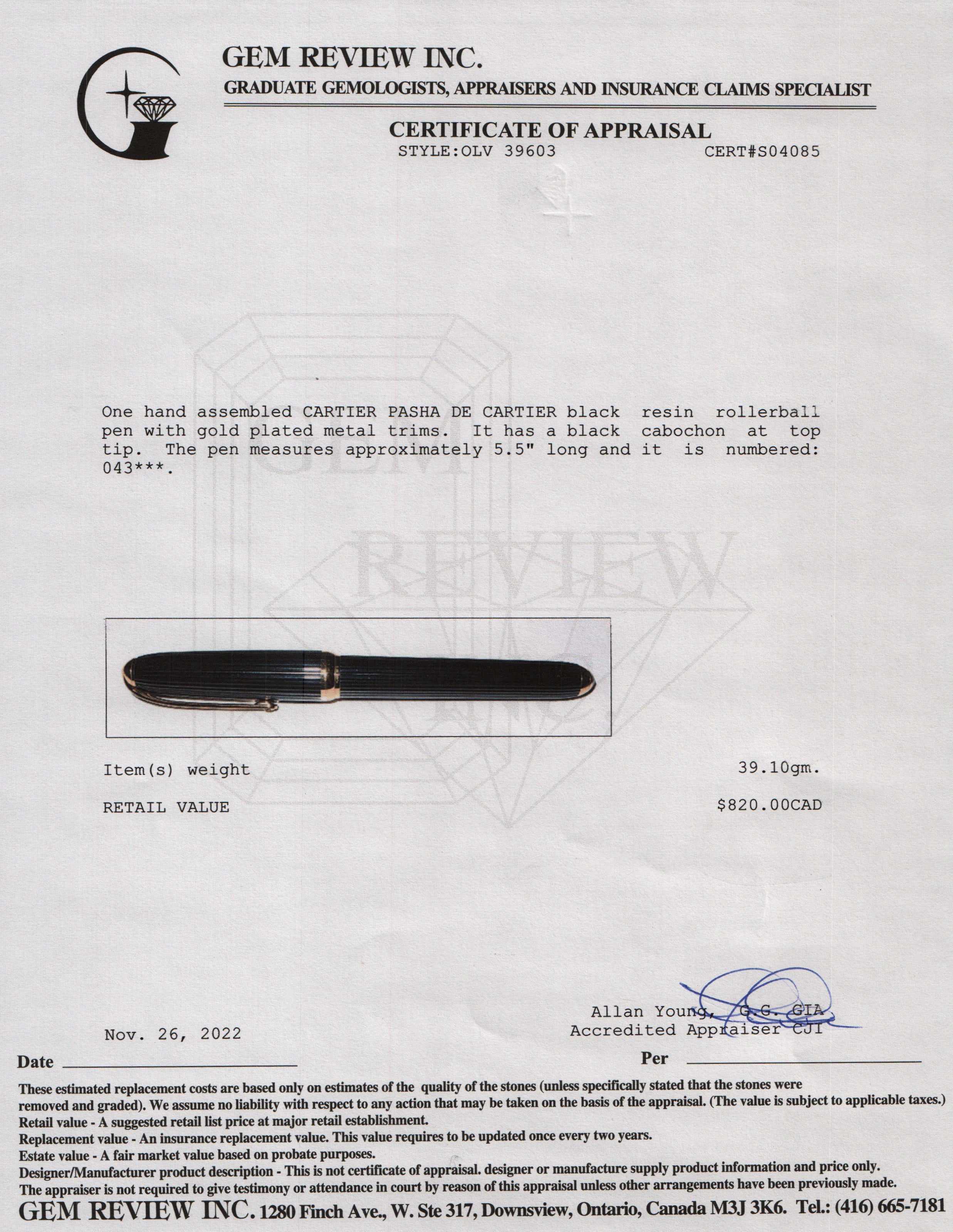 Cartier Pasha de Cartier Rollerball Pen