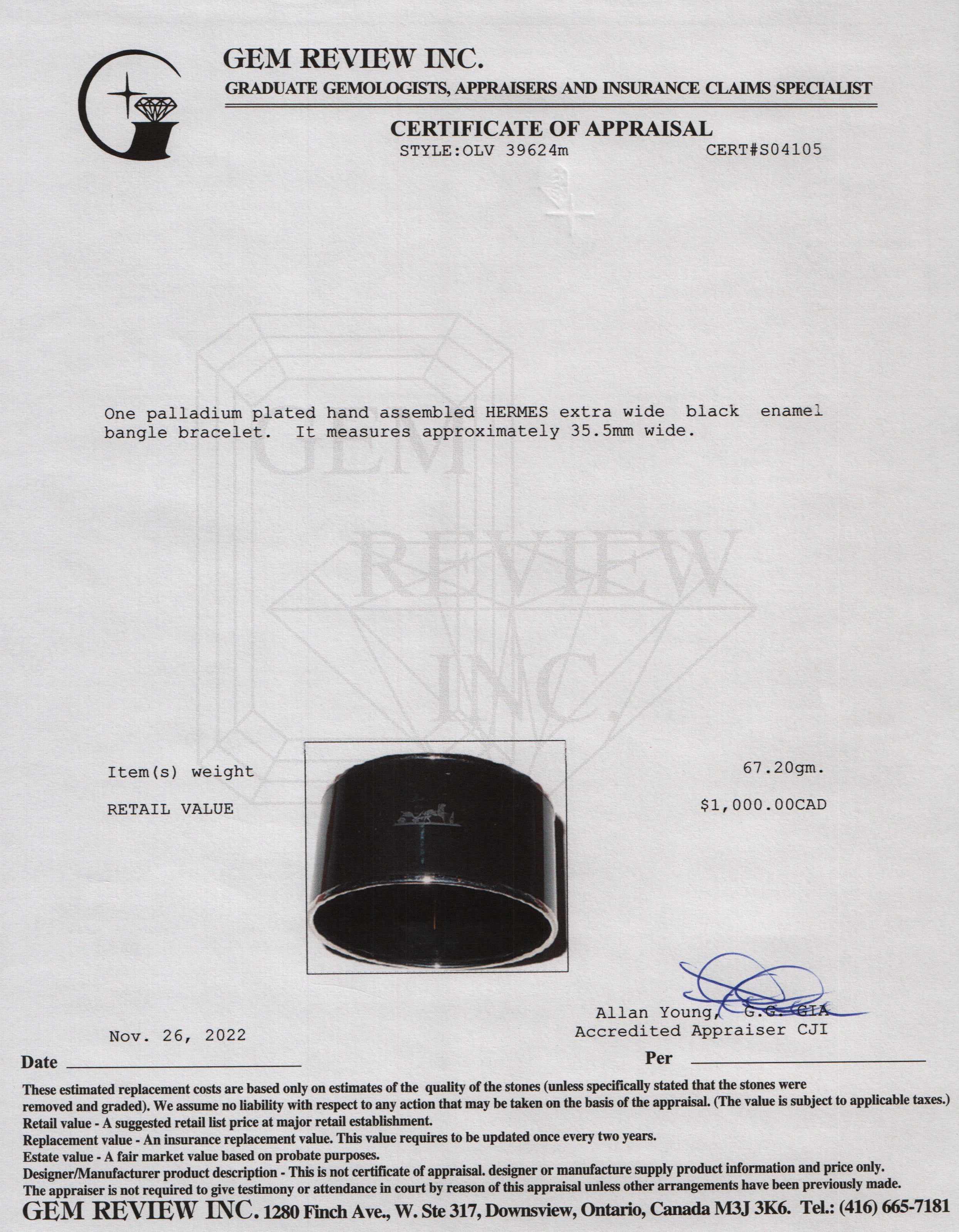 Hermes Extra Wide Enamel Bangle Bracelet