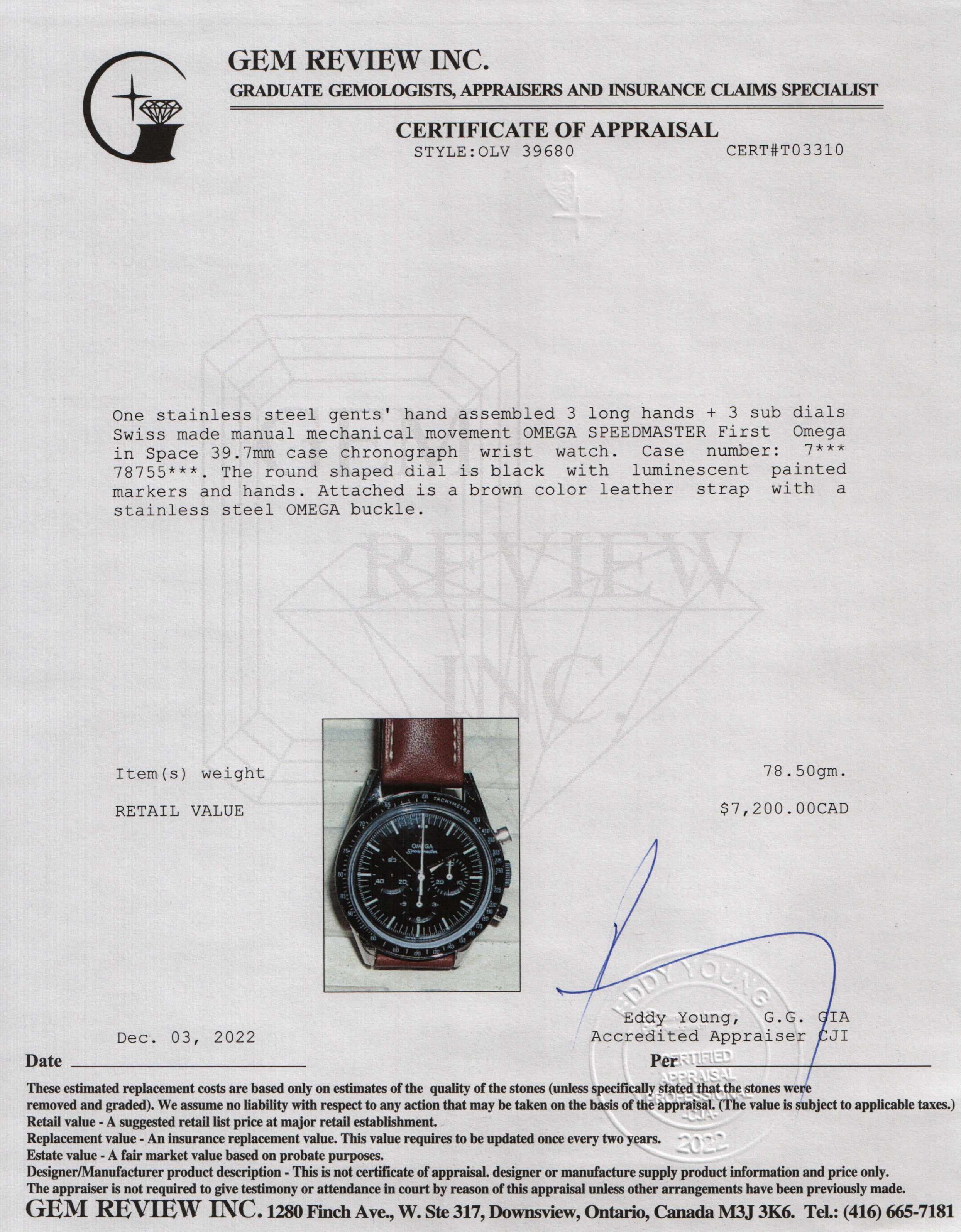 Omega Limited Edition Speedmaster Professional Moonwatch w/ Box & papers