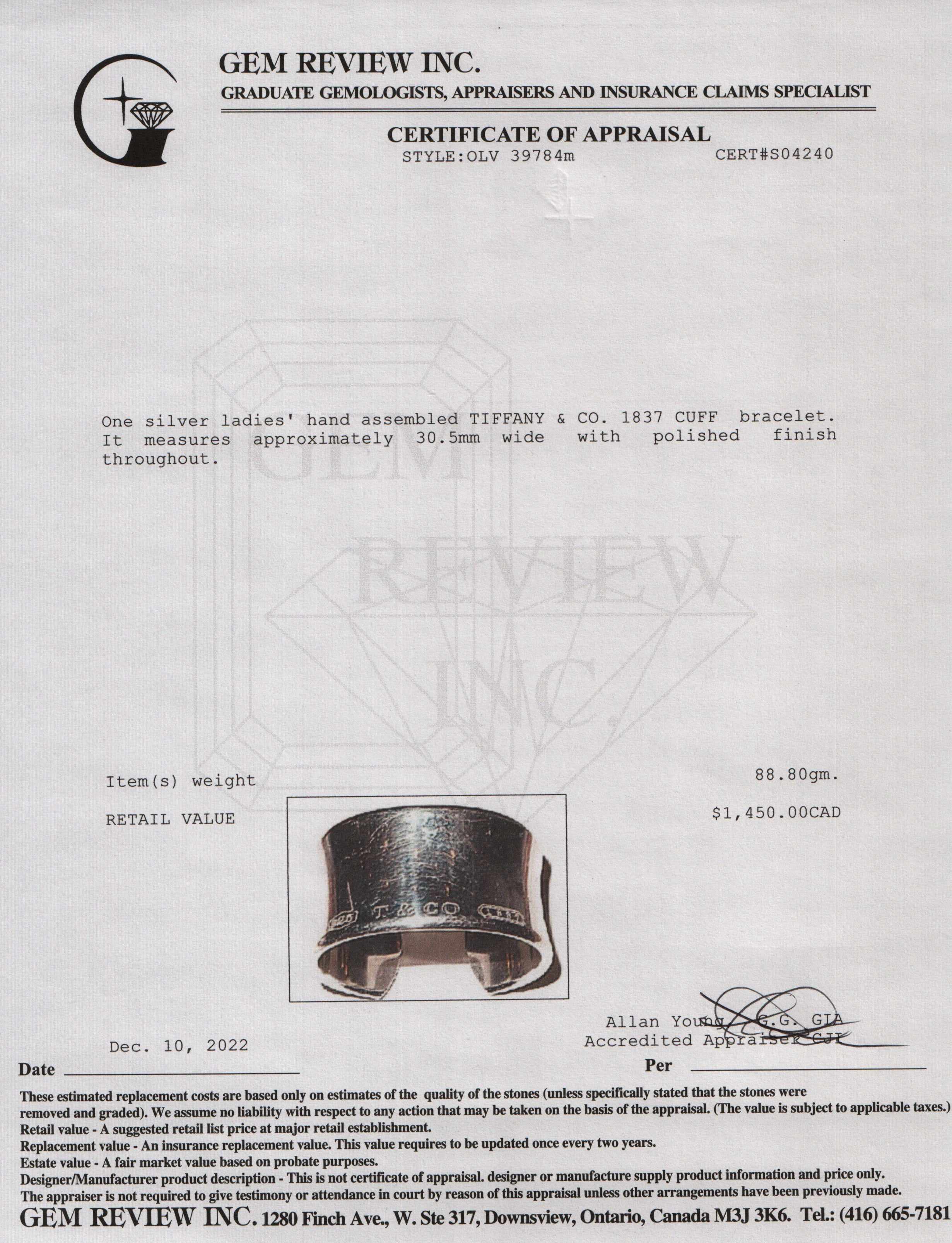 Tiffany & Co. 1837 Wide Cuff Bracelet