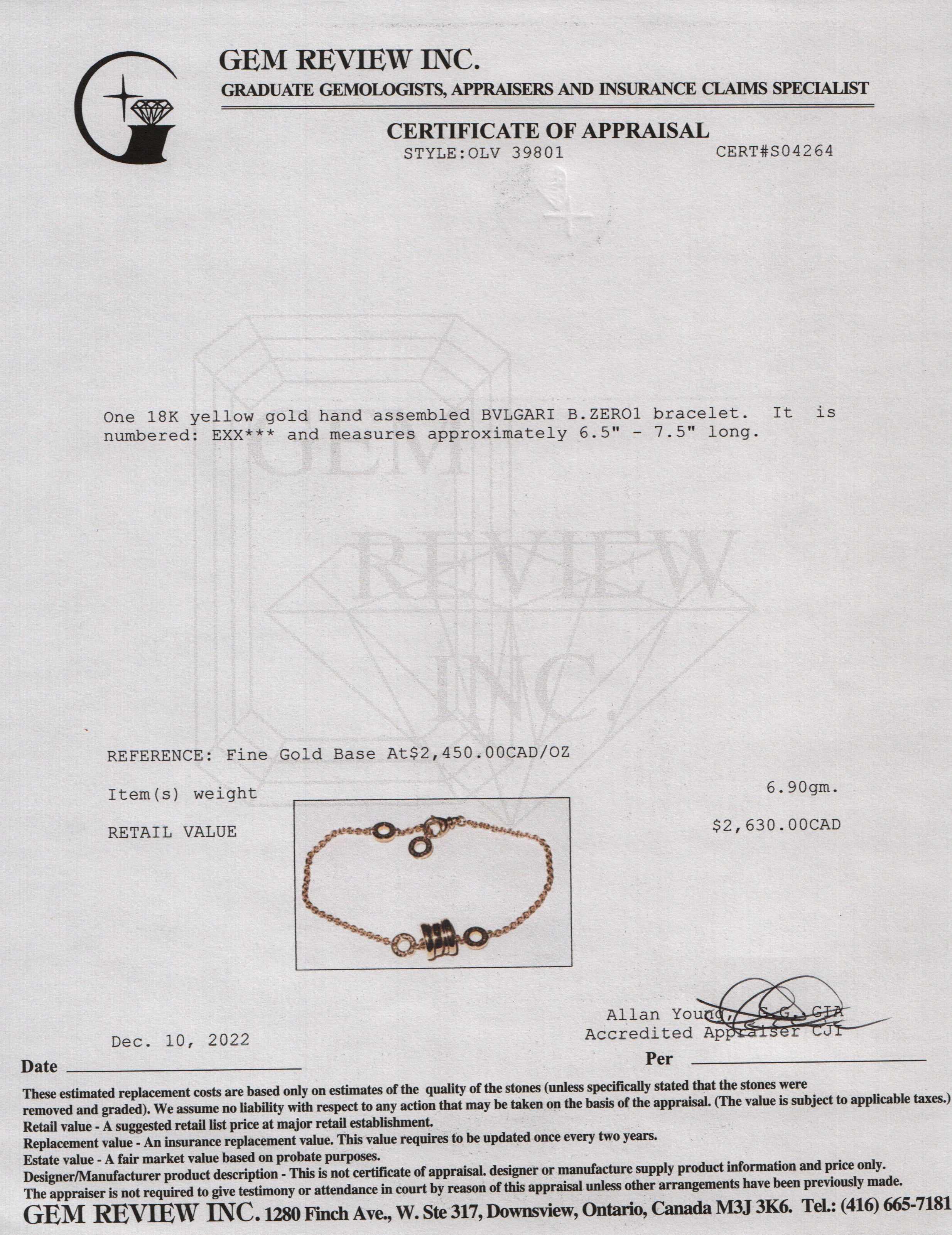 BVLGARI 18k Yellow Gold B.Zero1 Bracelet