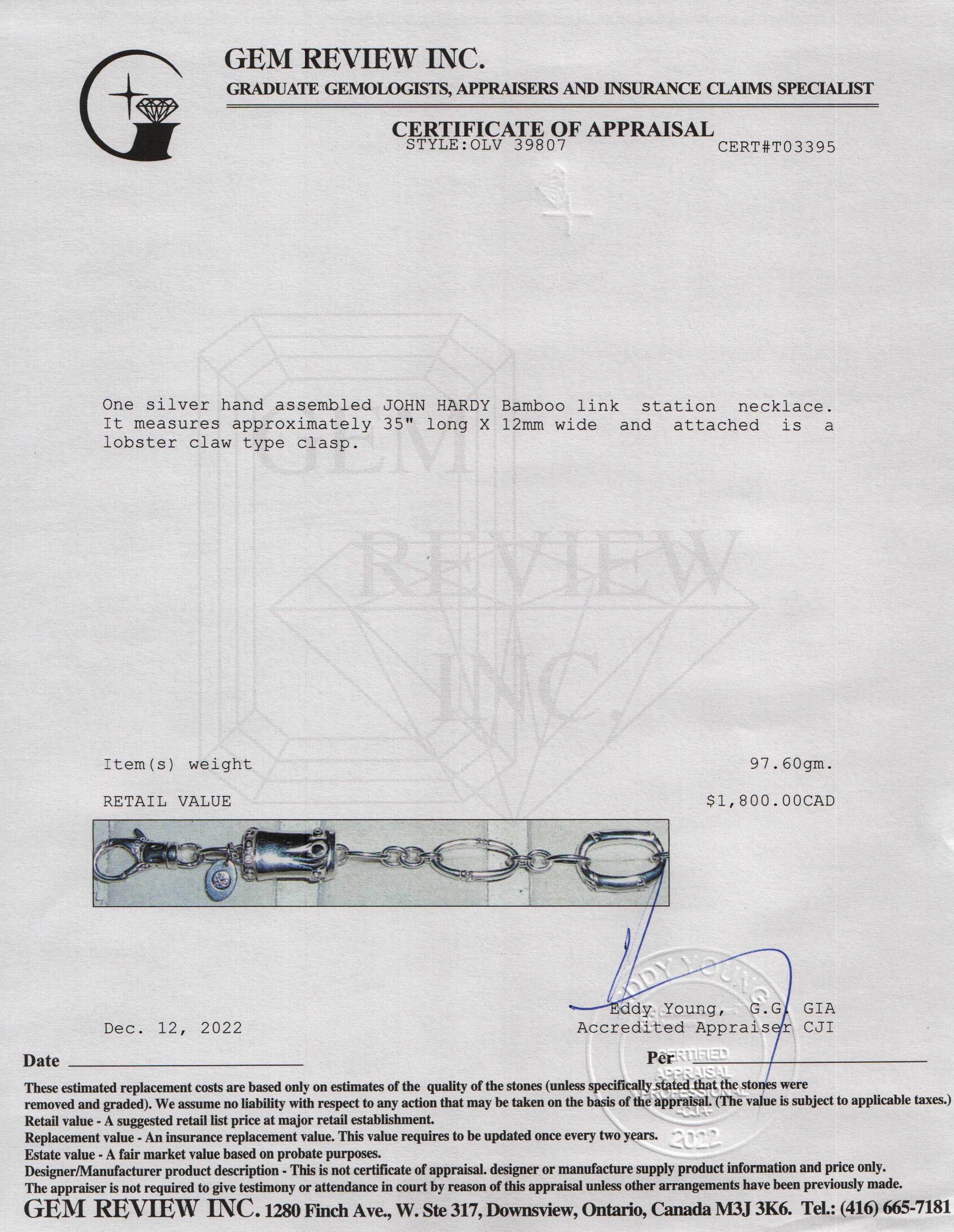 John Hardy Bamboo Link Station Necklace