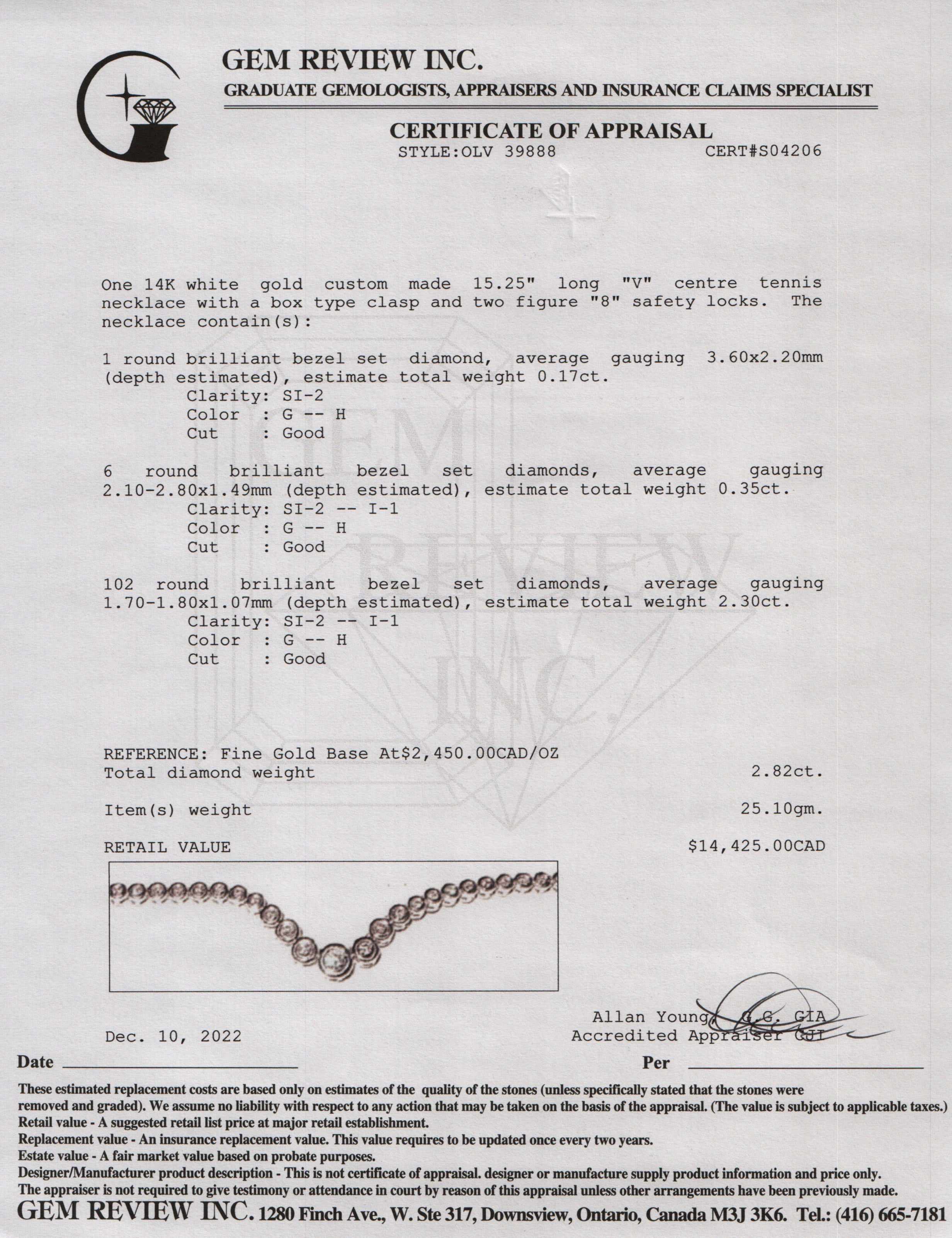 14k White Gold Diamond Tennis Necklace