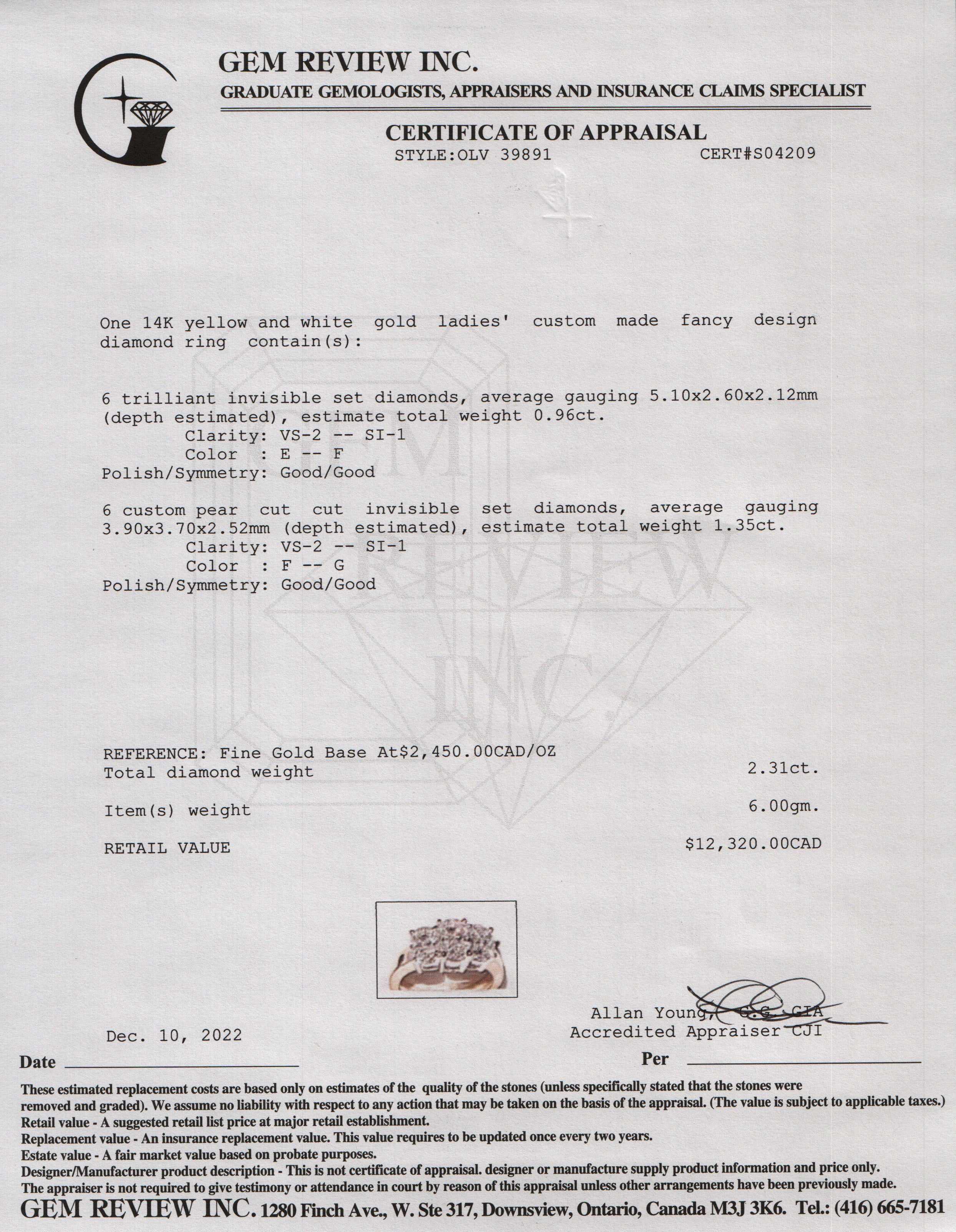 14k Gold Invisible Set Diamond Ring