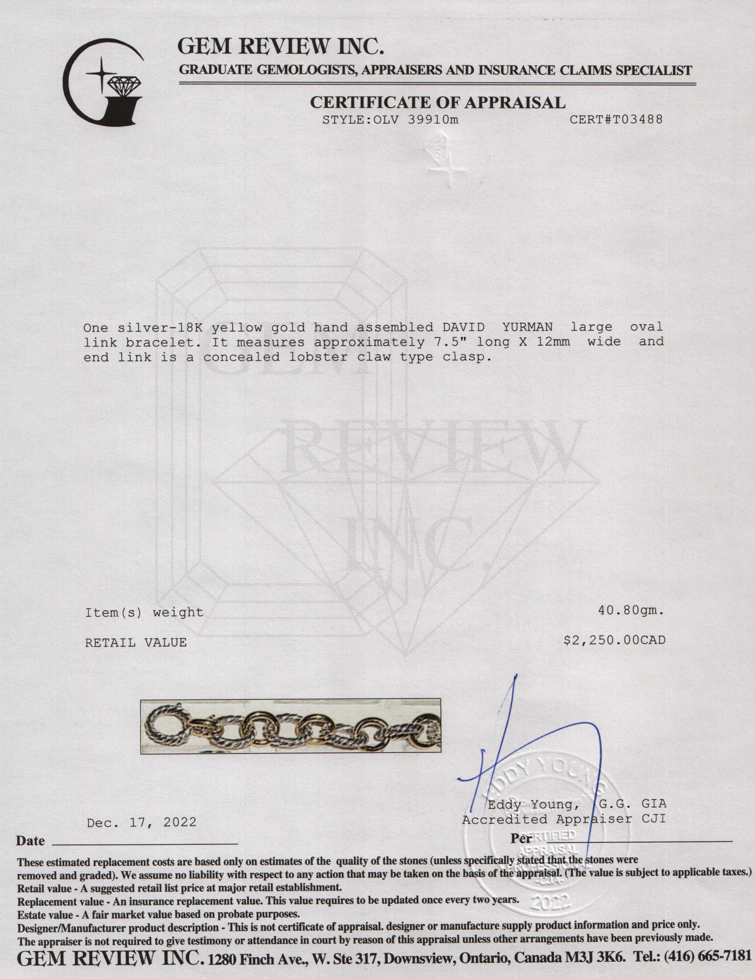 David Yurman Two-Tone Oval Link Bracelet, 12mm