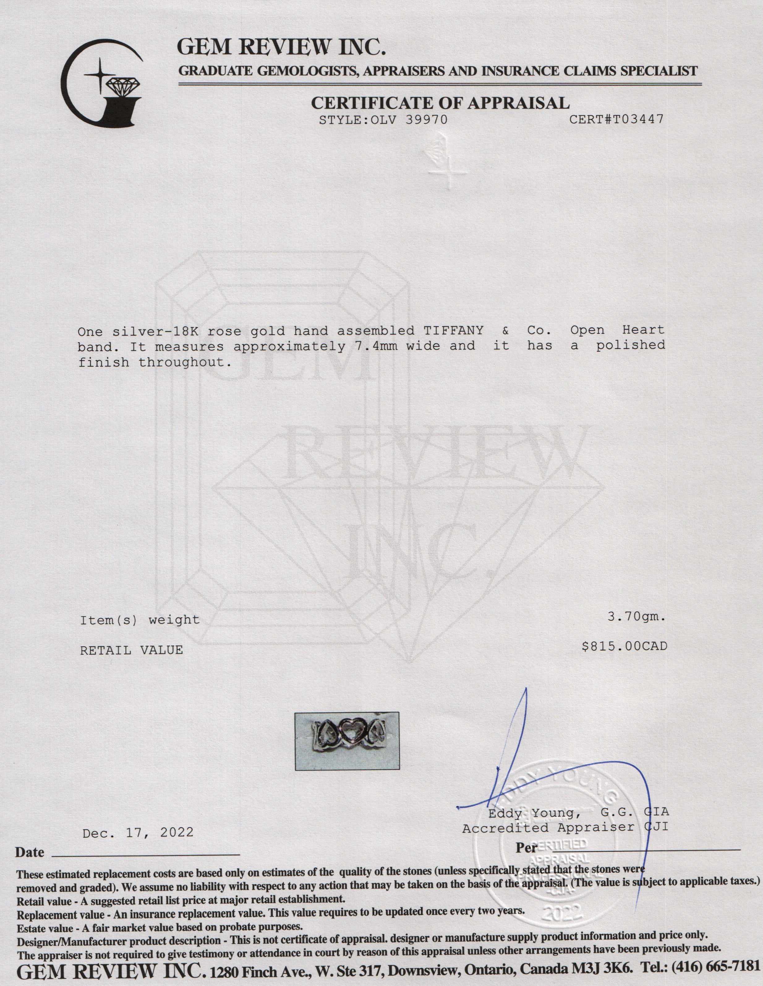 Tiffany & Co. Two-Tone Open Heart Band