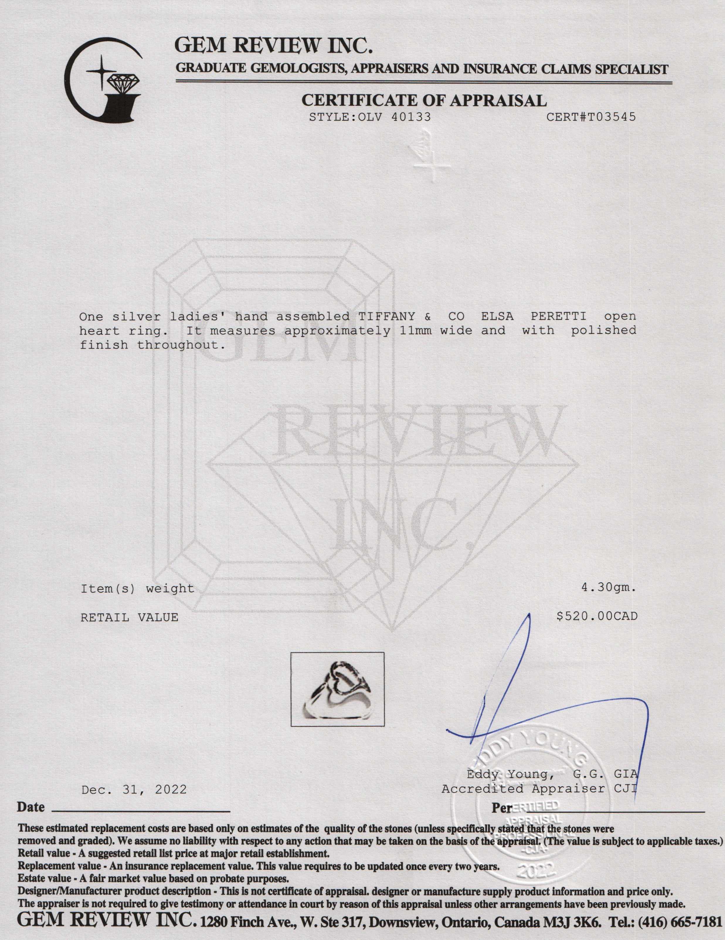 Tiffany & Co. Elsa Peretti Open Heart Ring