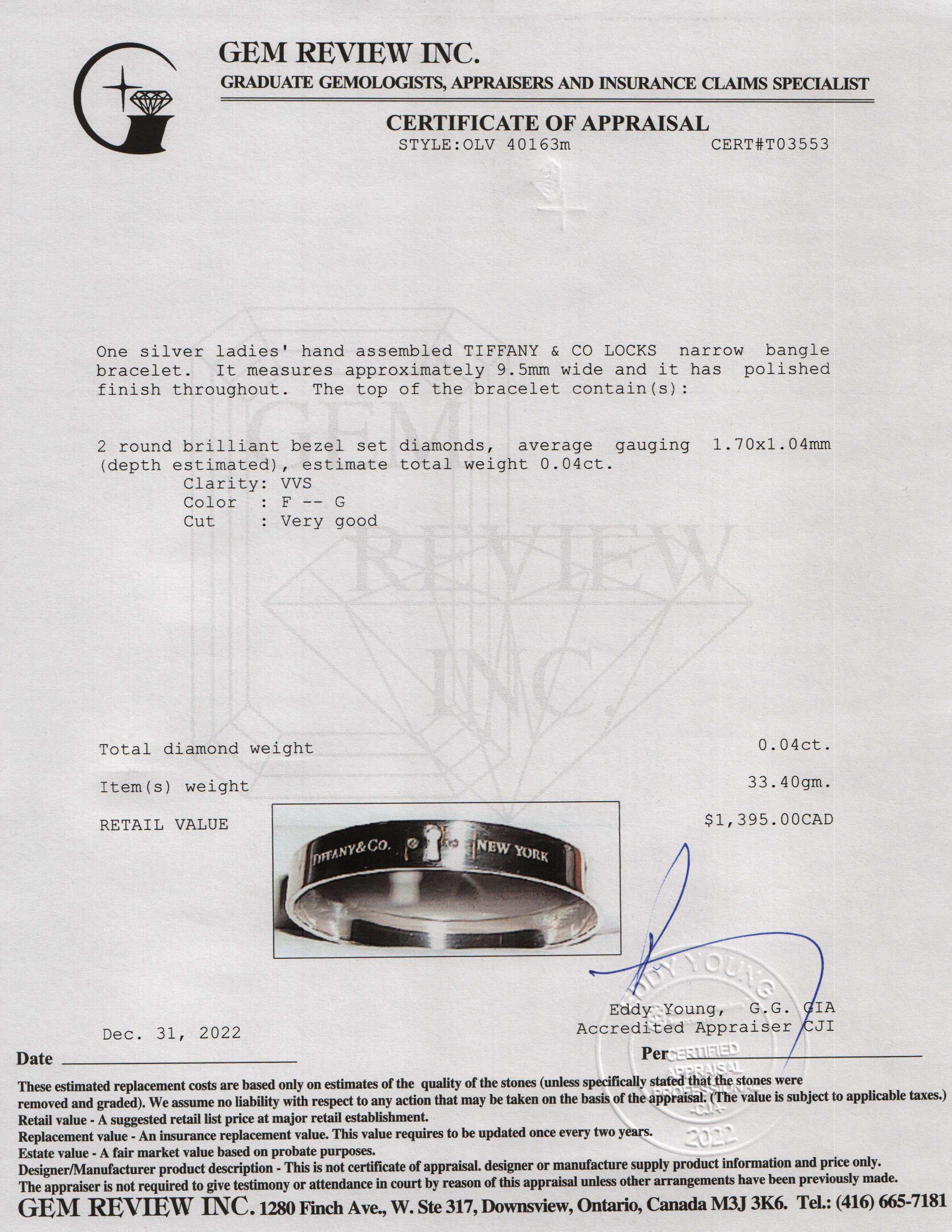 Tiffany & Co. Diamond Locks Bangle Bracelet