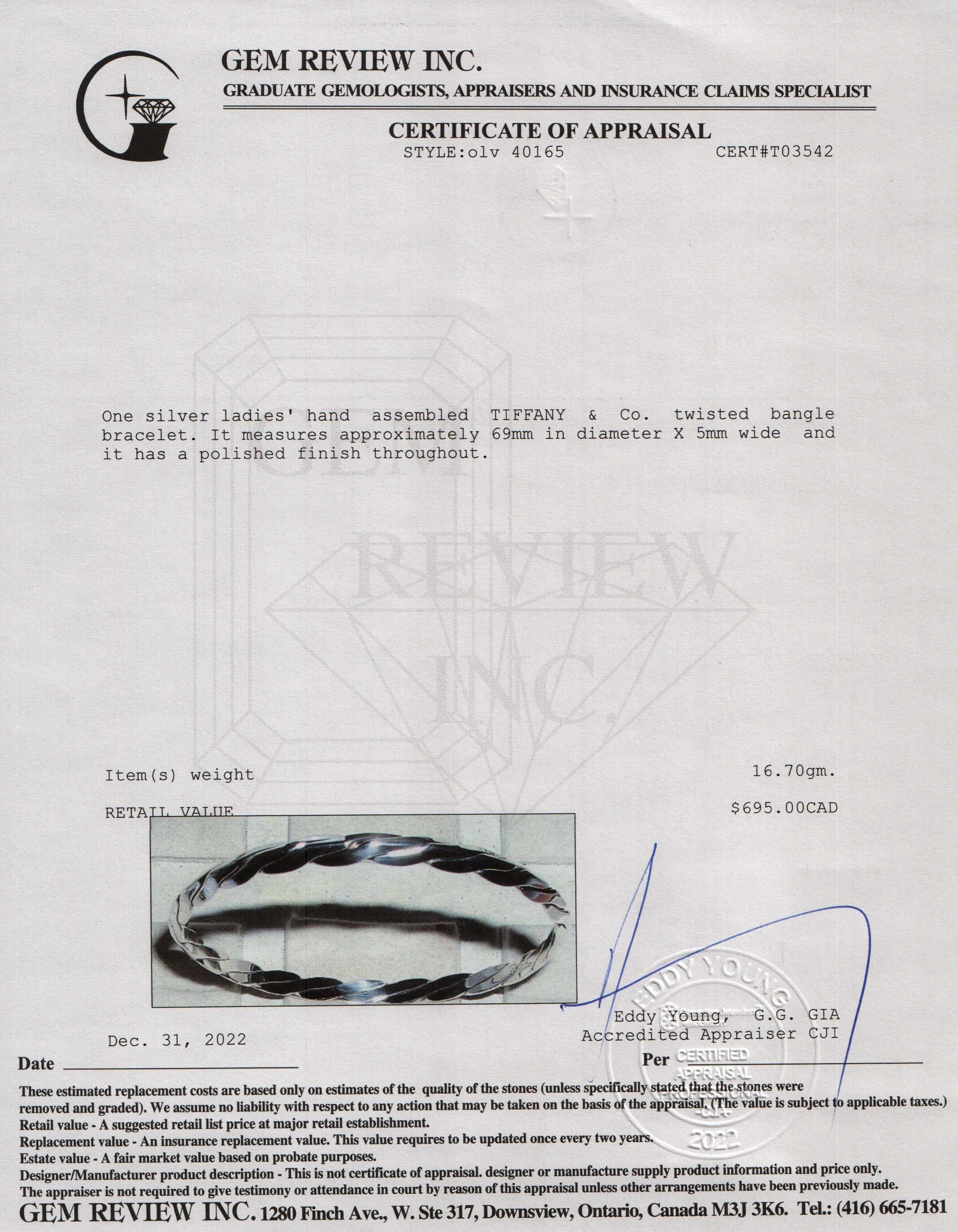 Tiffany & Co. Twisted Bangle Bracelet