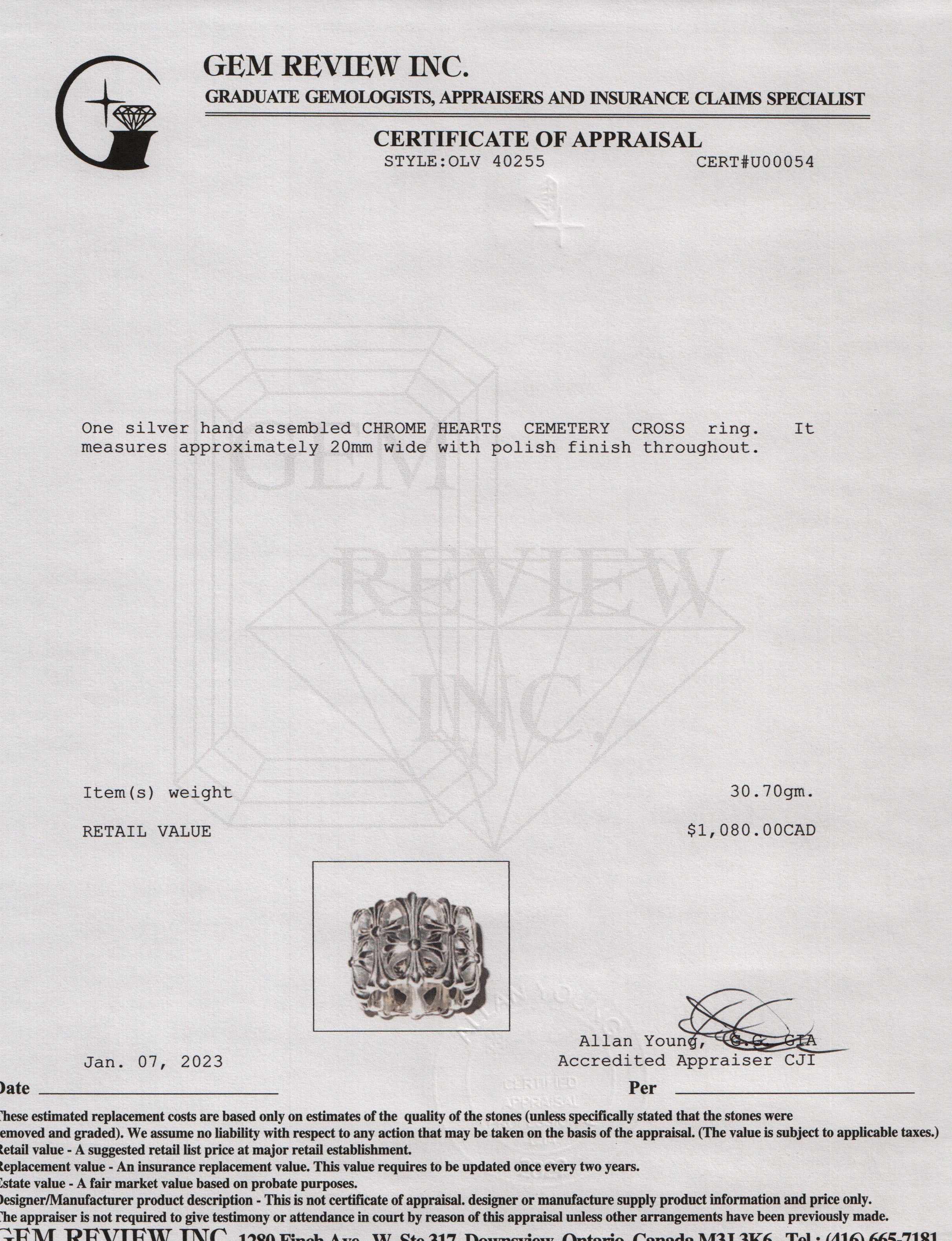 Chrome Hearts Cemetery Cross Ring