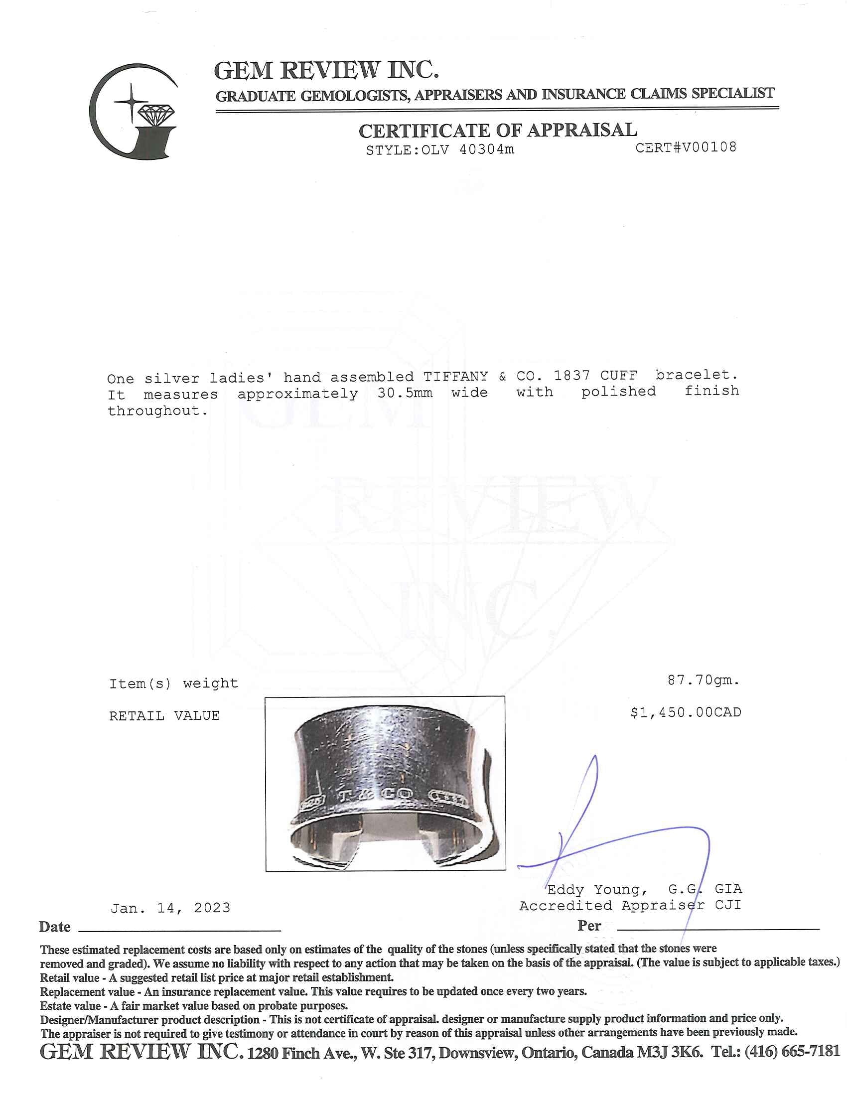 Tiffany & Co. 1837 Wide Cuff Bracelet