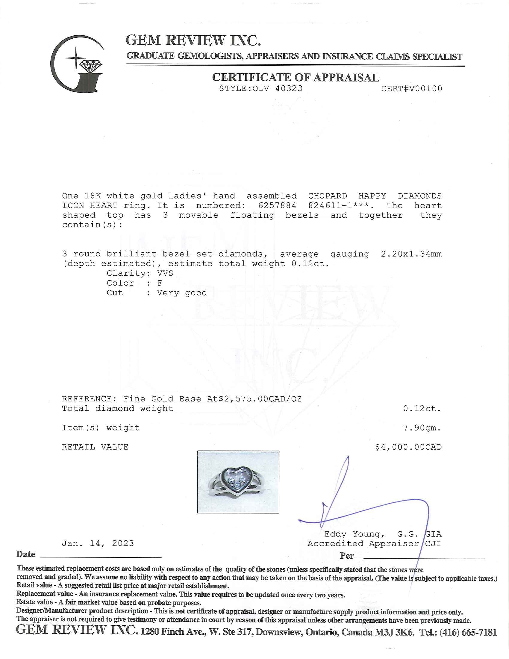 Chopard 18k White Gold Happy Diamonds Heart Cocktail Ring