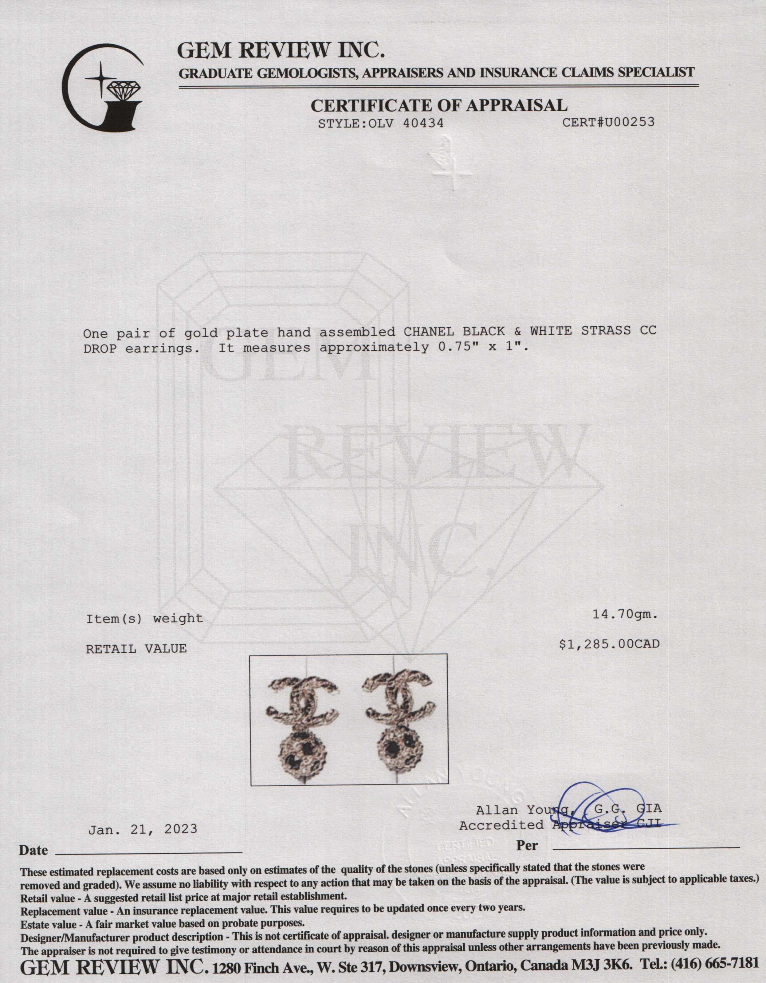 Chanel Strass CC Drop Earrings