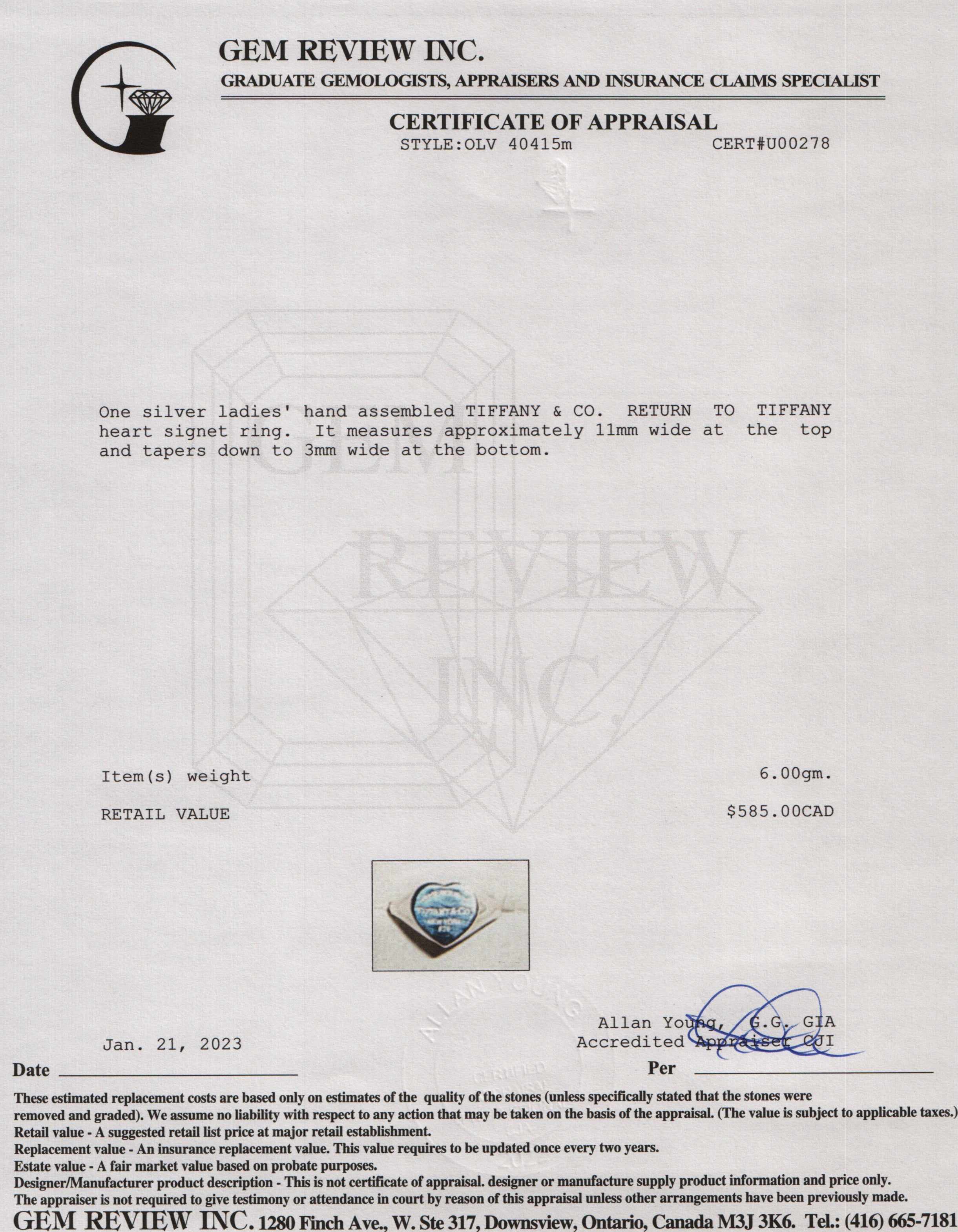 Tiffany & Co. Return to Tiffany Heart Signet Ring