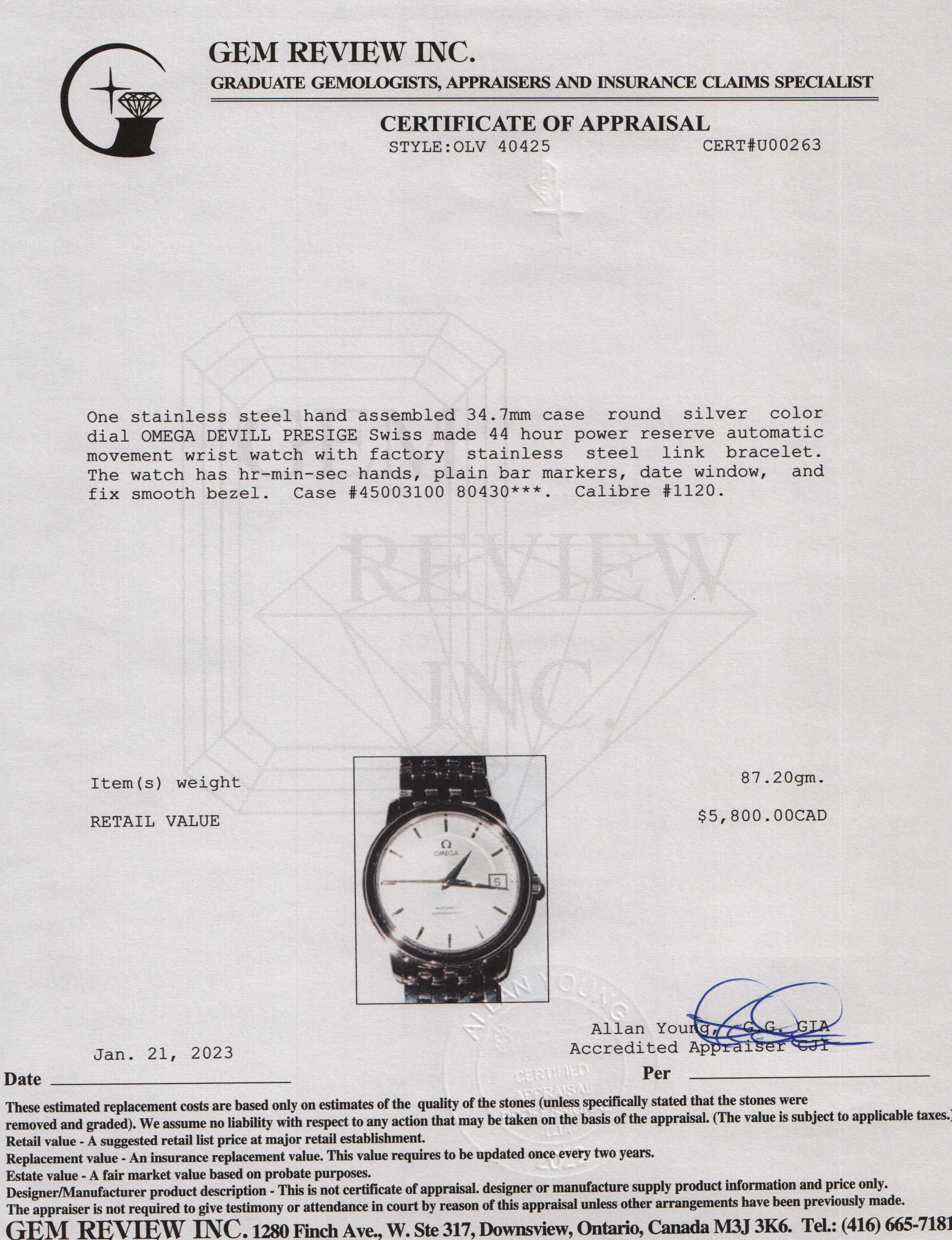 Omega De Ville Prestige Watch