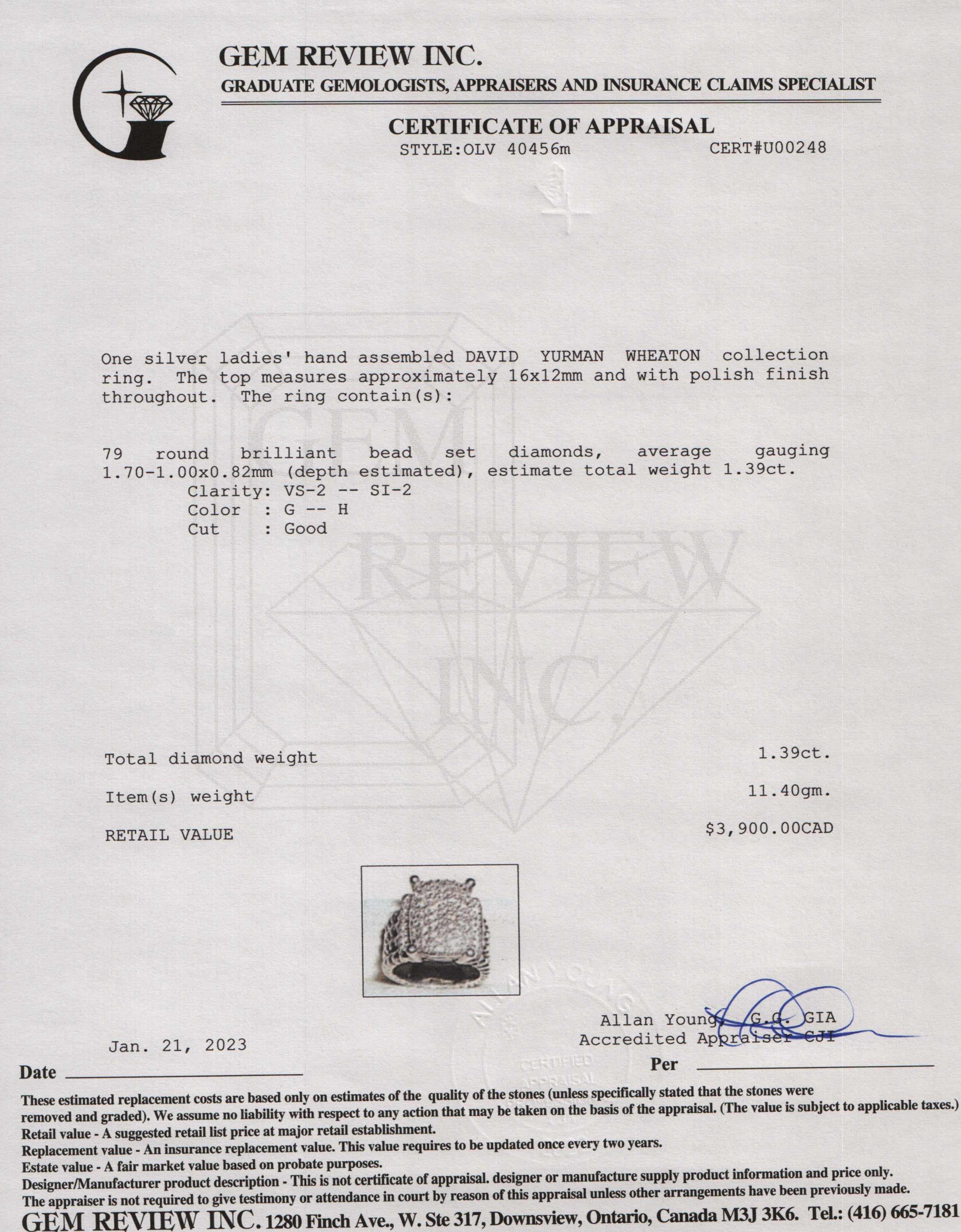 David Yurman Wheaton Ring with Diamonds