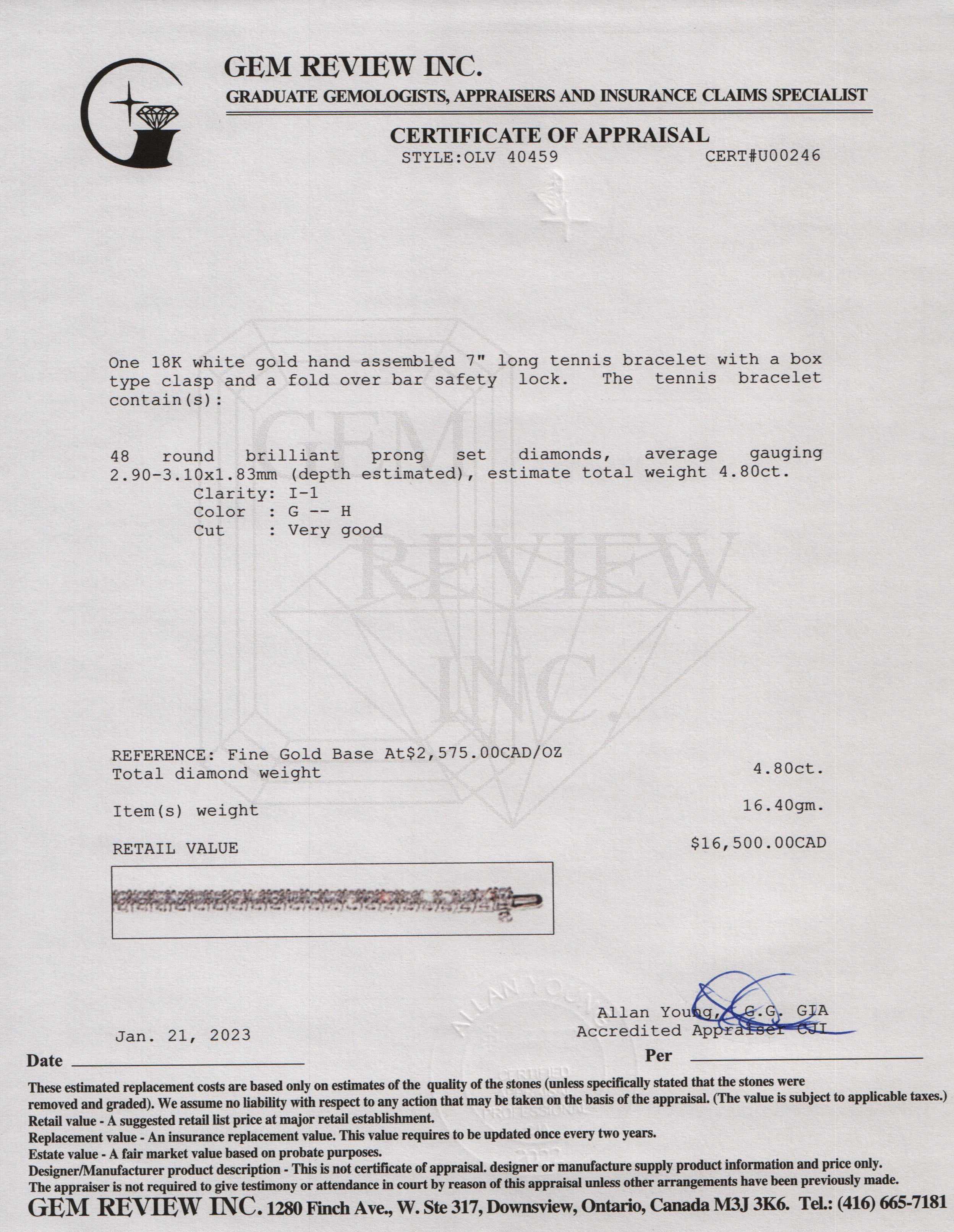 18k White Gold Diamond Tennis Bracelet