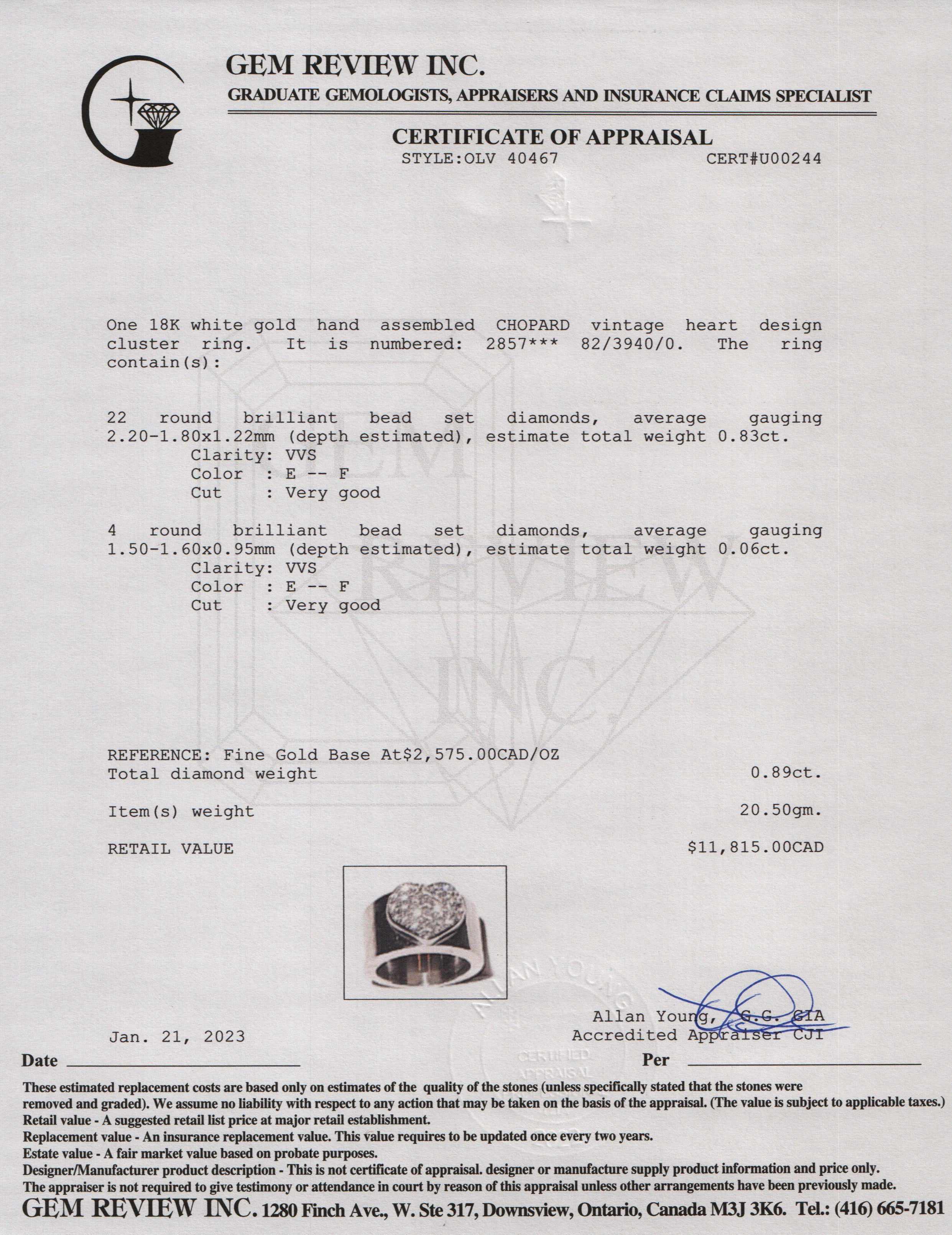 Chopard 18k White Gold Pave Diamond Heart Ring