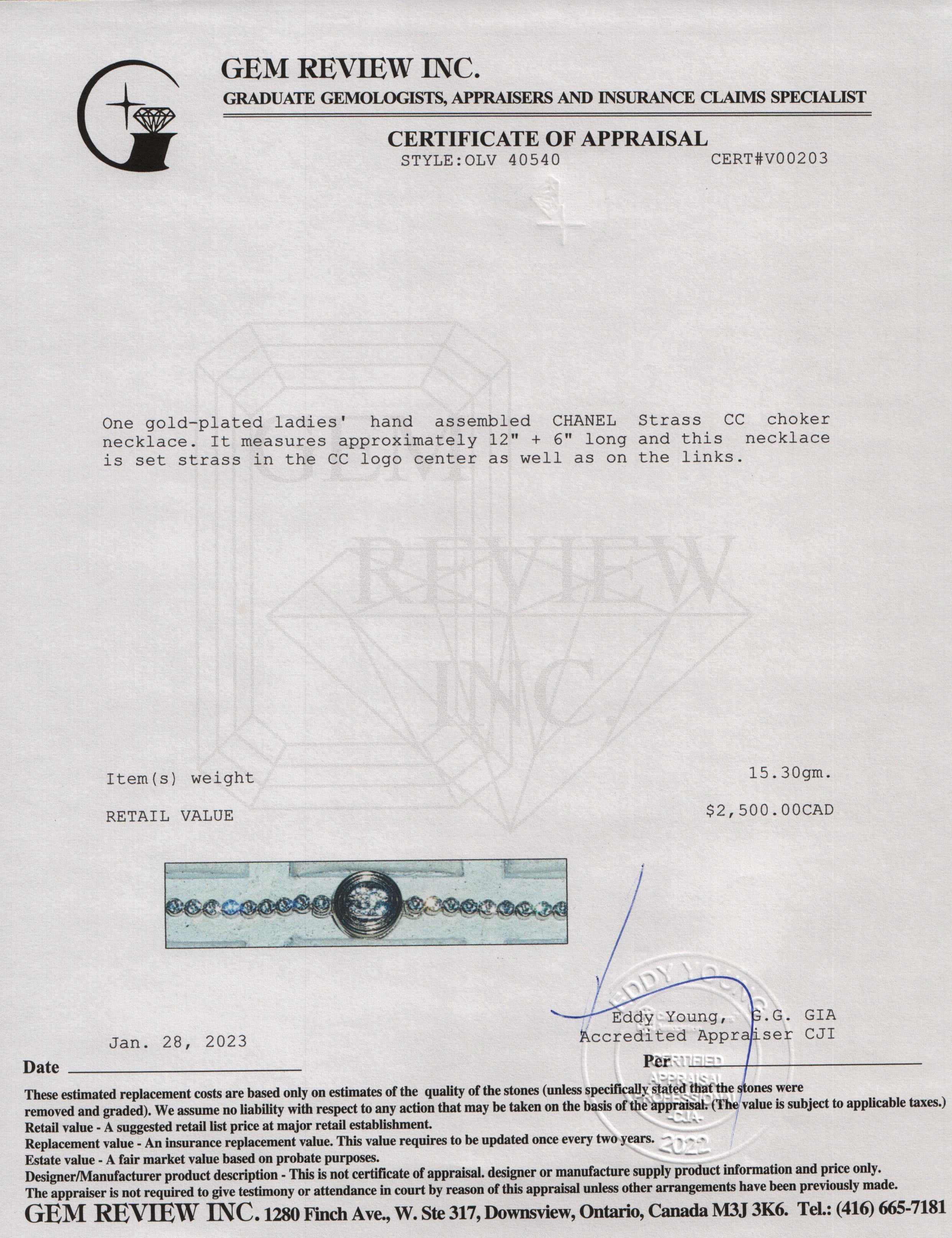 Chanel 2021 Strass CC Choker Necklace