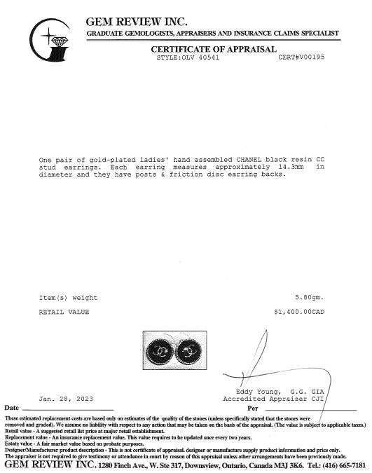 Chanel Resin CC Stud Earrings