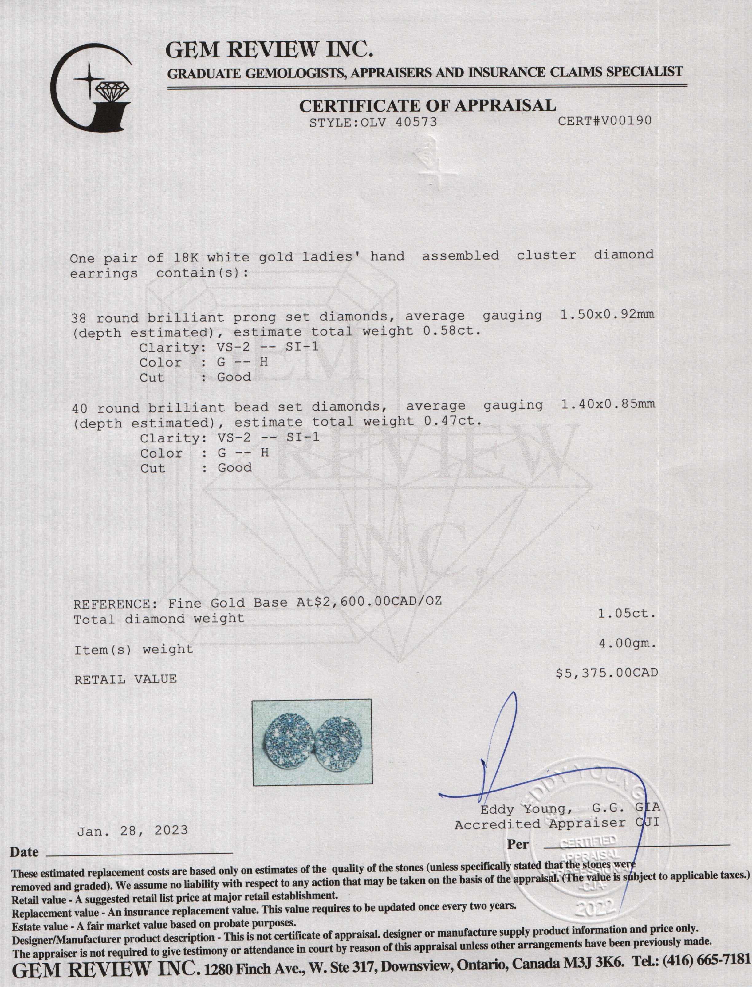 18k White Gold Diamond Earrings