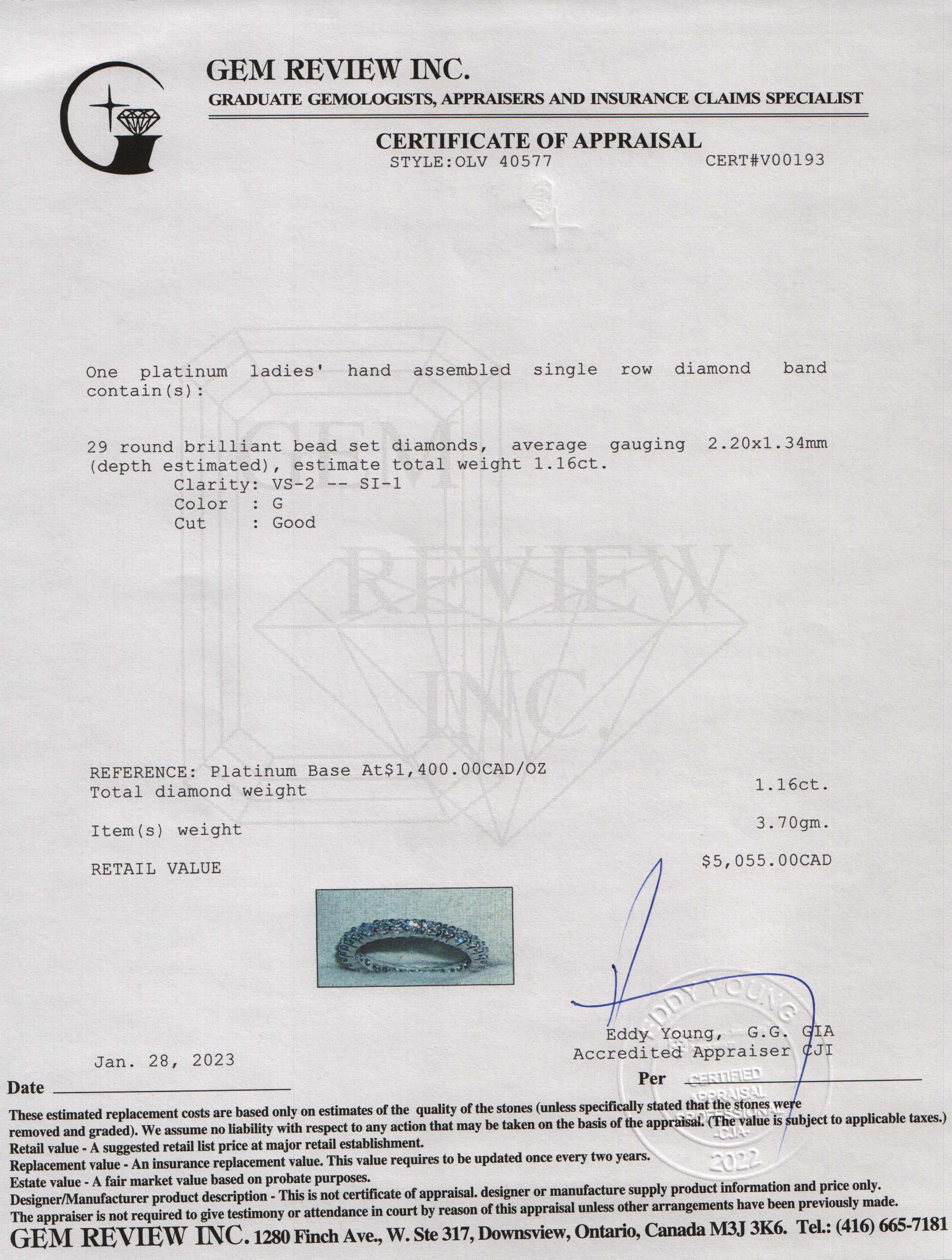 Platinum Diamond Eternity Band Ring