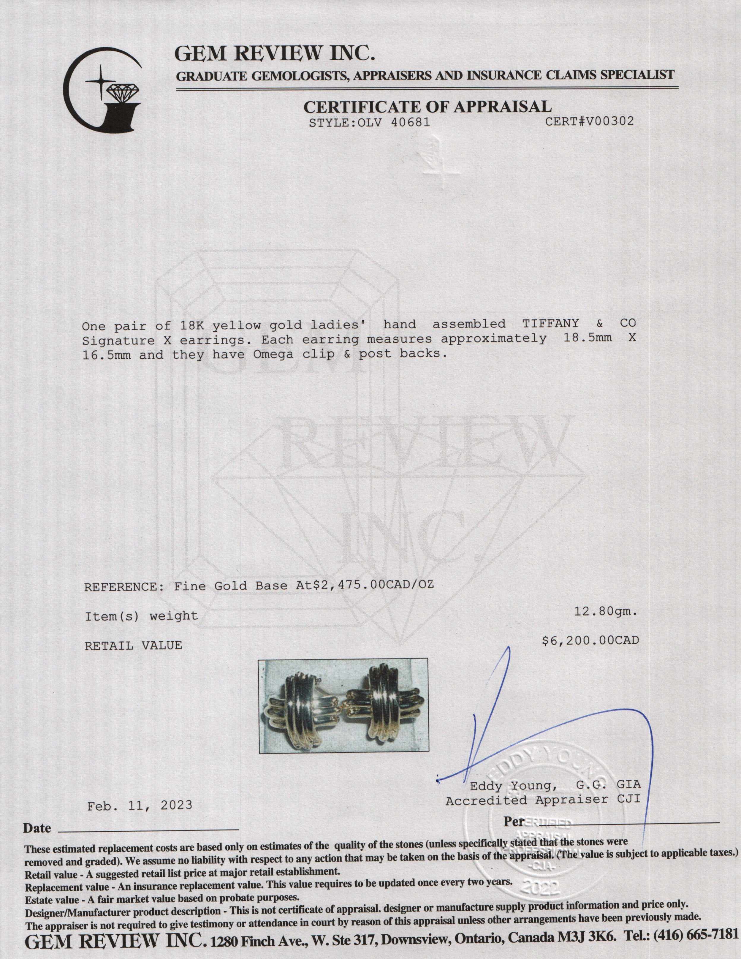 Tiffany & Co. 18k Gold Signature X Earrings