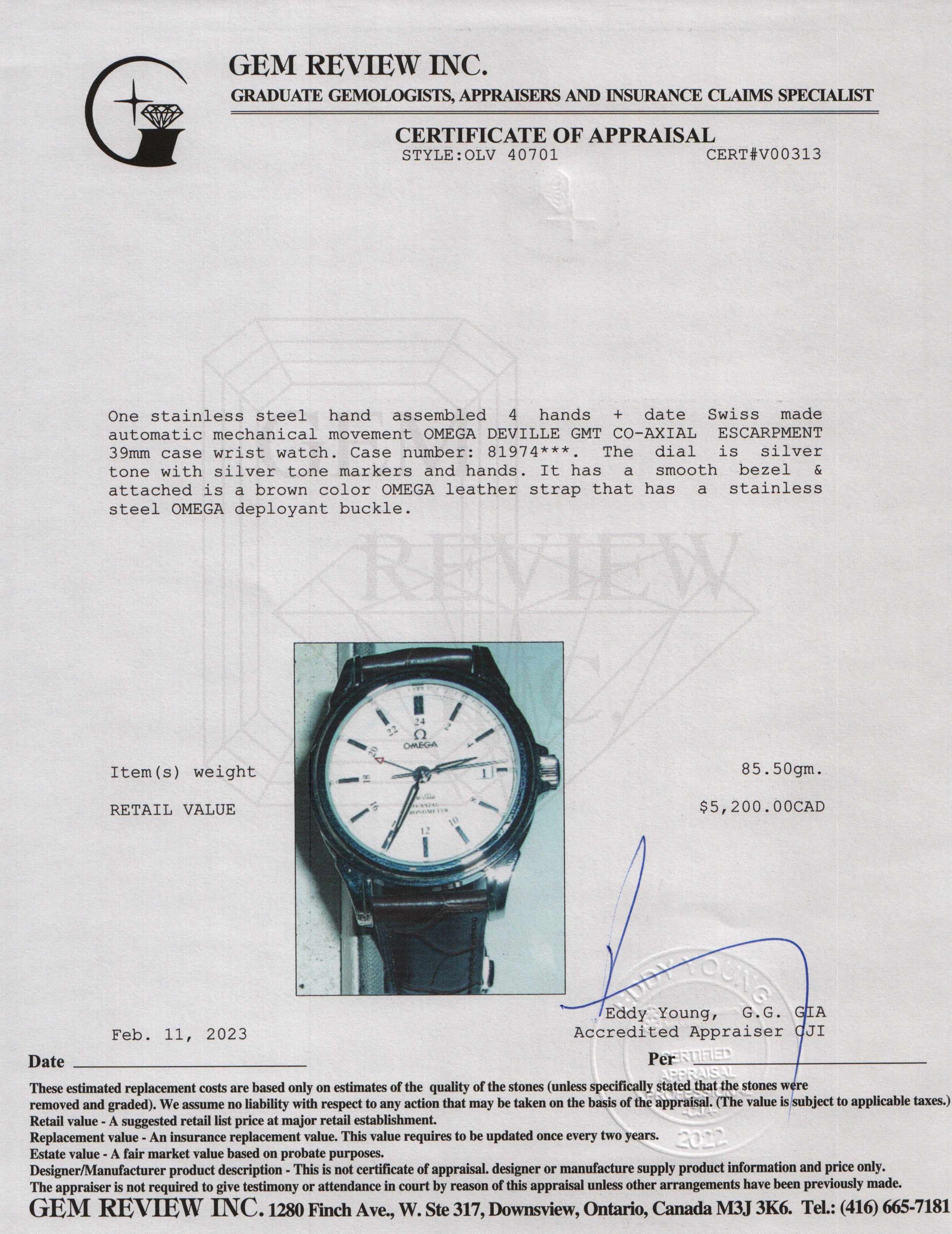 Omega De Ville Co-Axial Chronometer GMT Watch