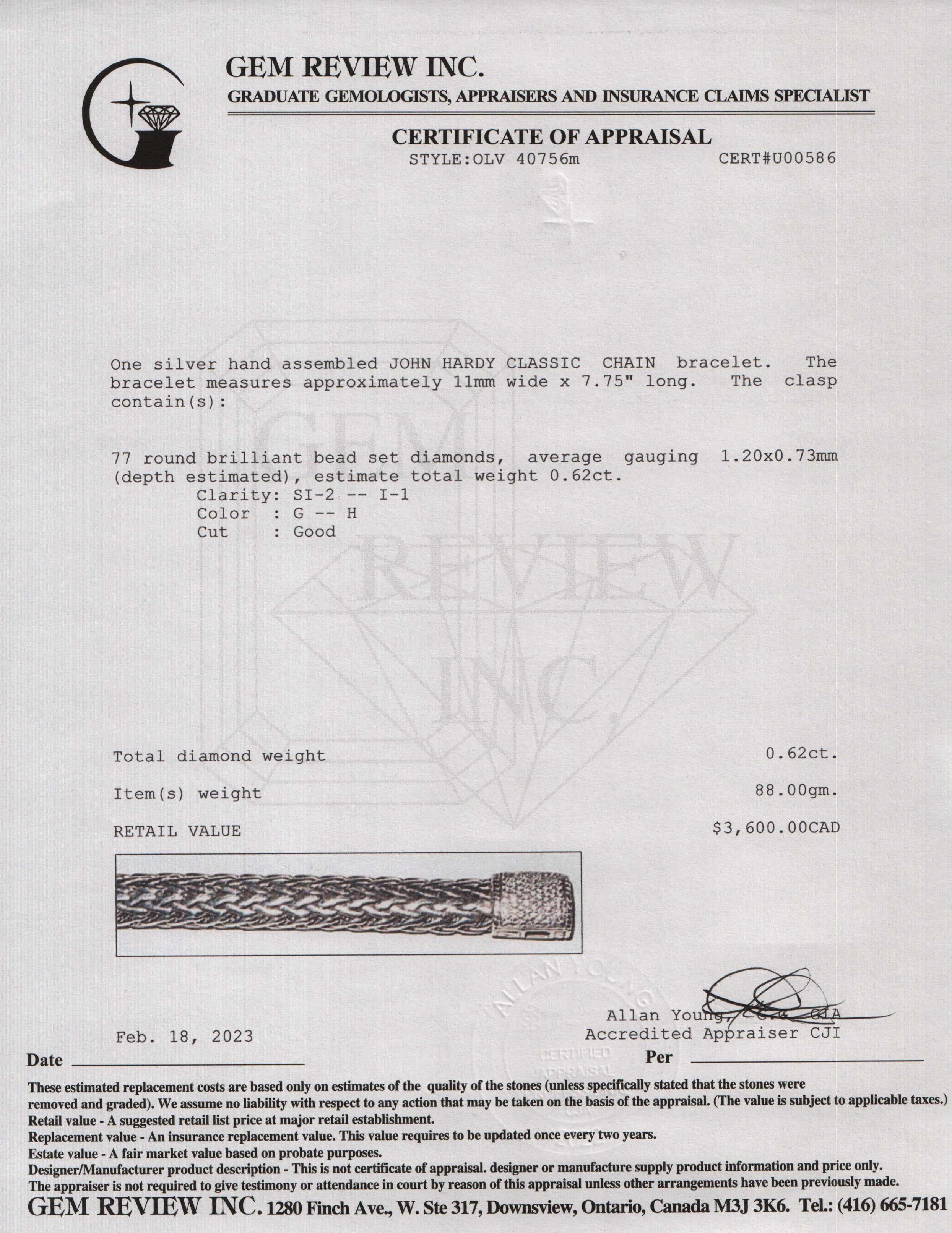 John Hardy Classic Chain Bracelet with Diamonds