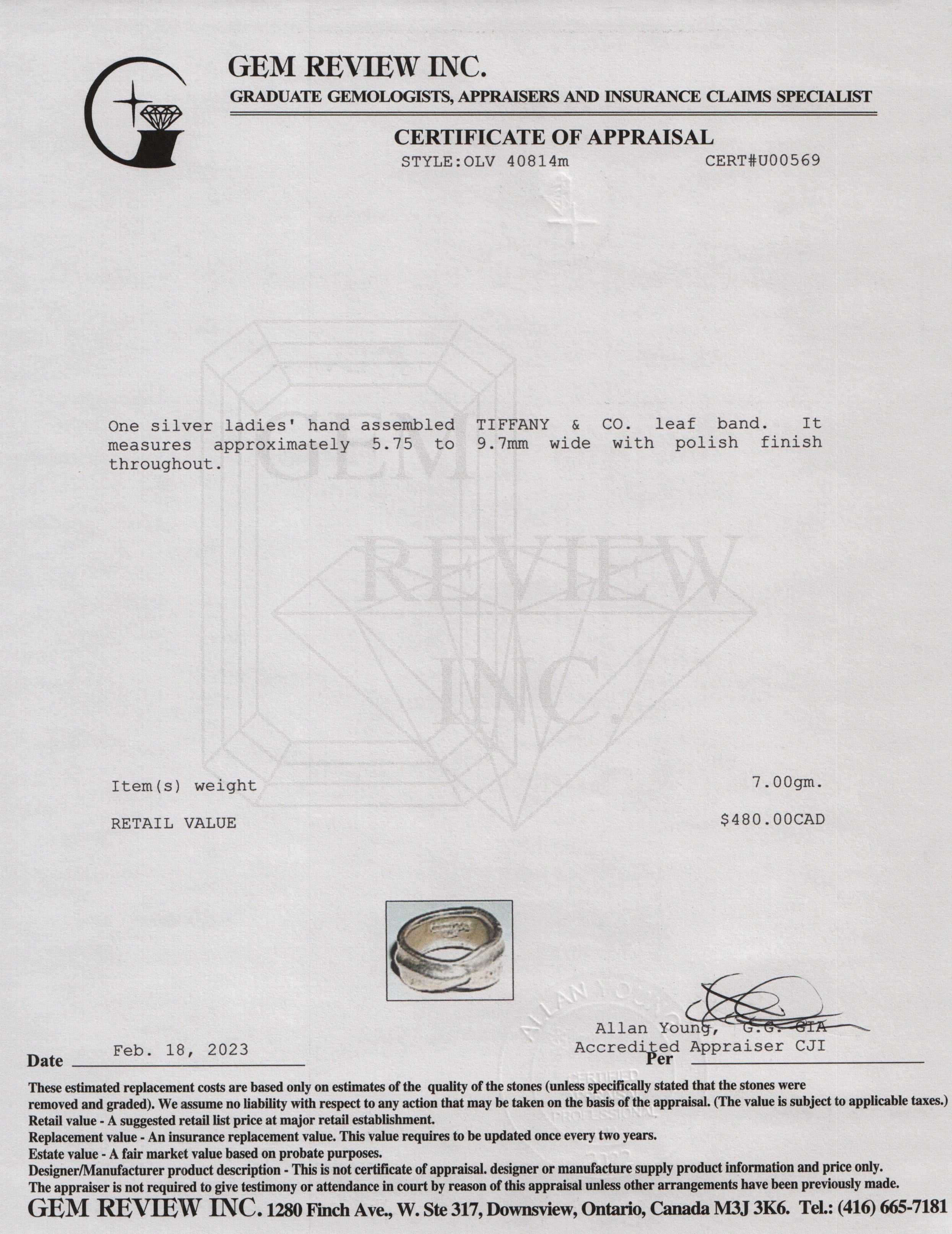 Tiffany & Co. Vintage Wide Leaf Band Ring