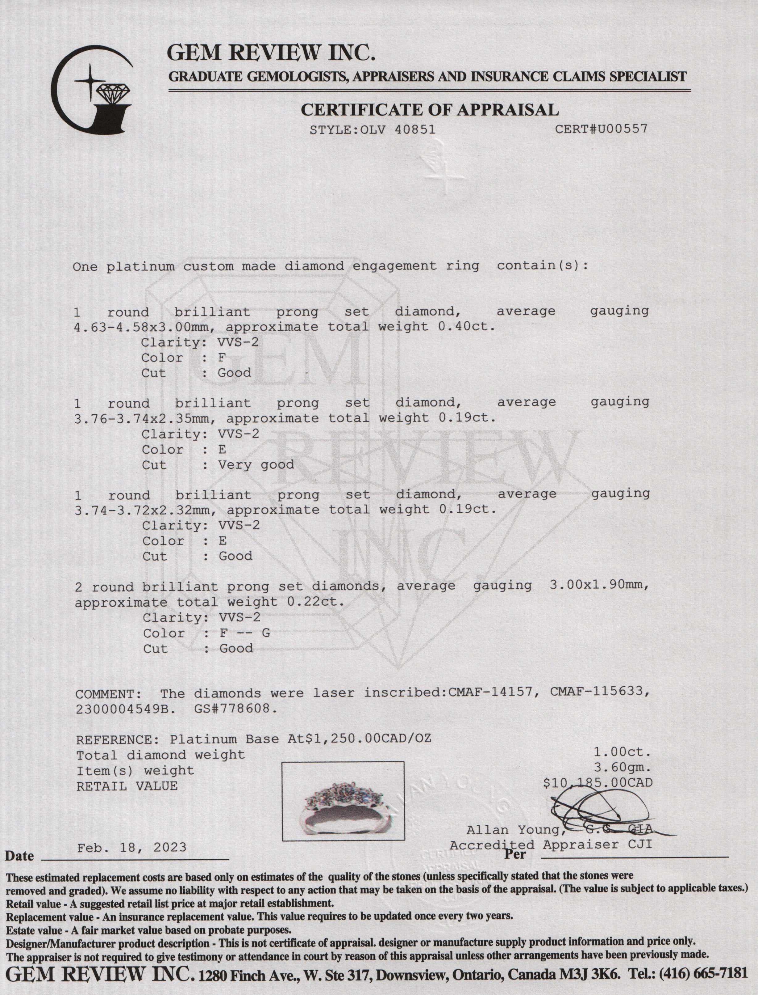 Platinum Five Stone Diamond Ring