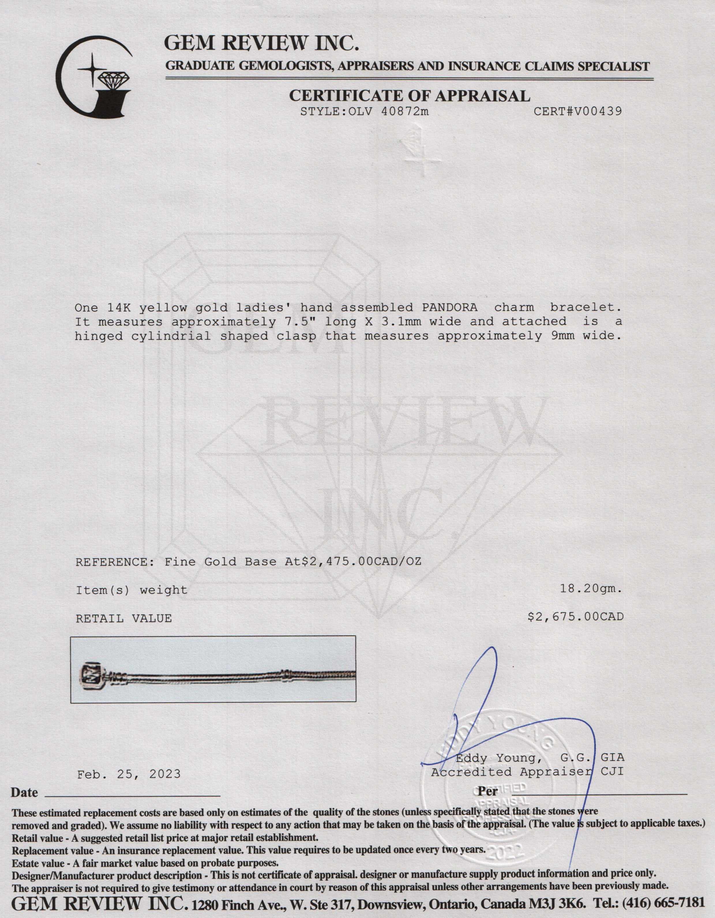 Pandora 14k Gold Charm Bracelet