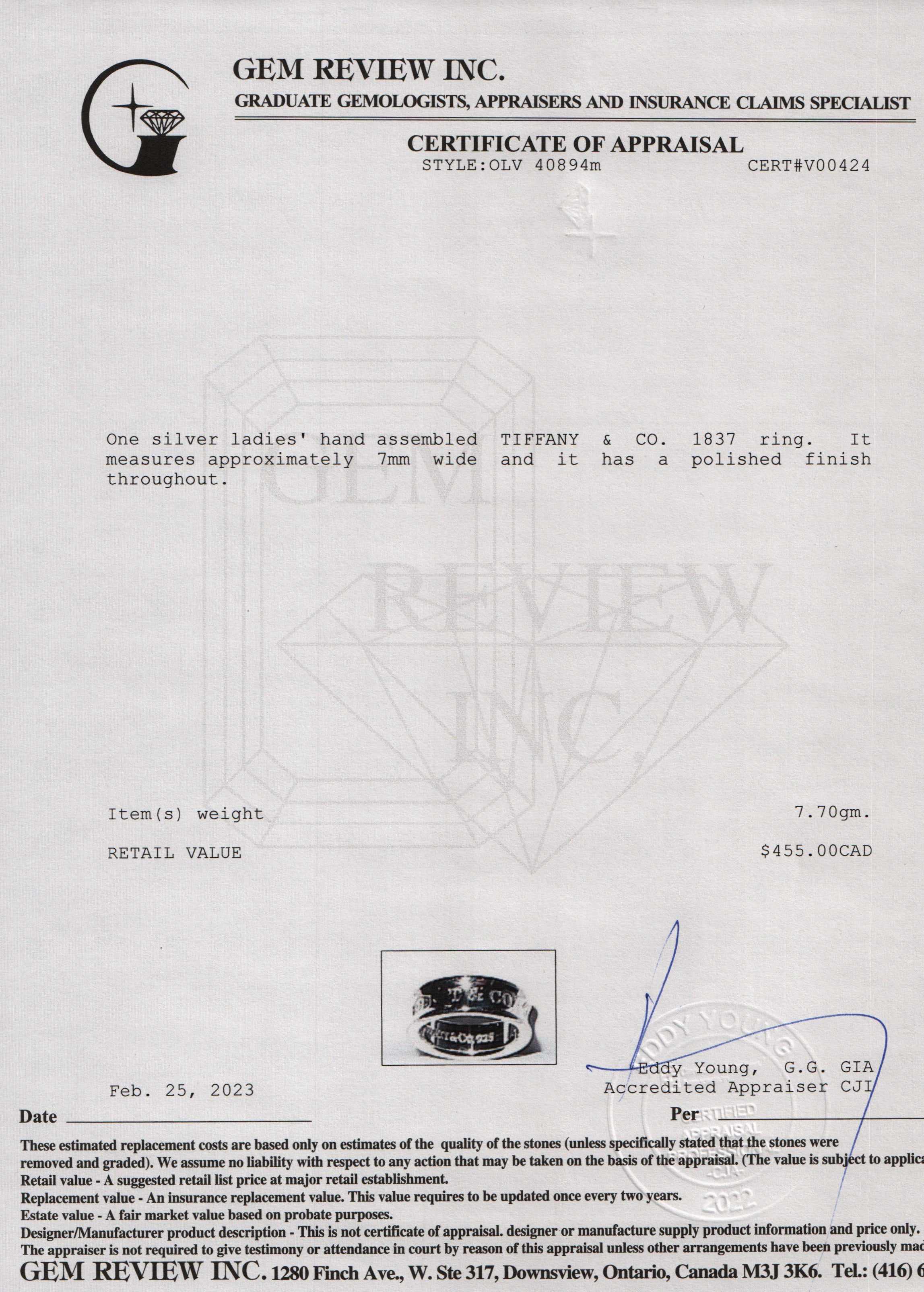 Tiffany & Co. 1837 Ring